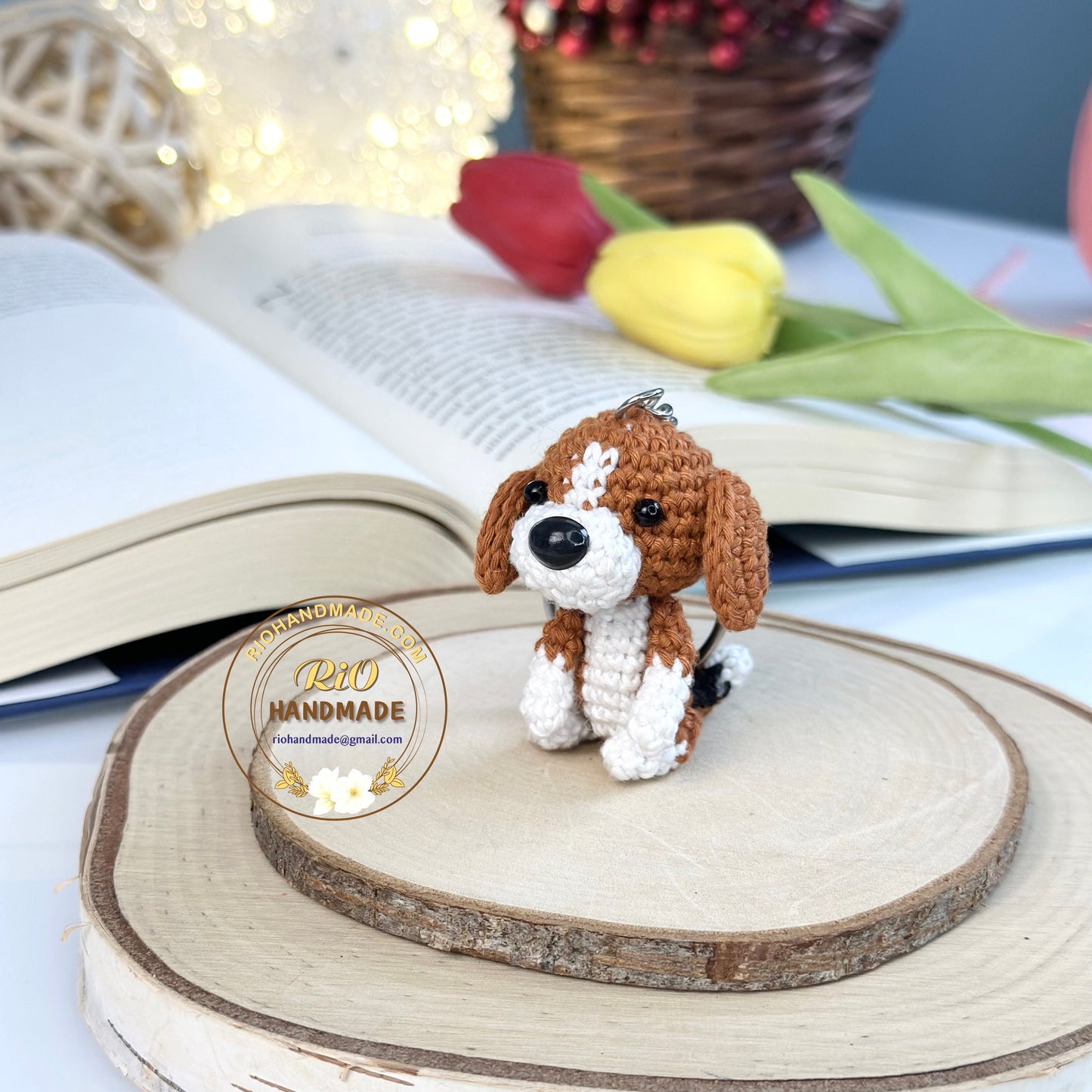 Rio Handmade yarn Beagle crochet, Amigurumi mini Beagle, Cute Beagle, Cute Dog, Home Decor, Crochet Keychain, Adult Hobby