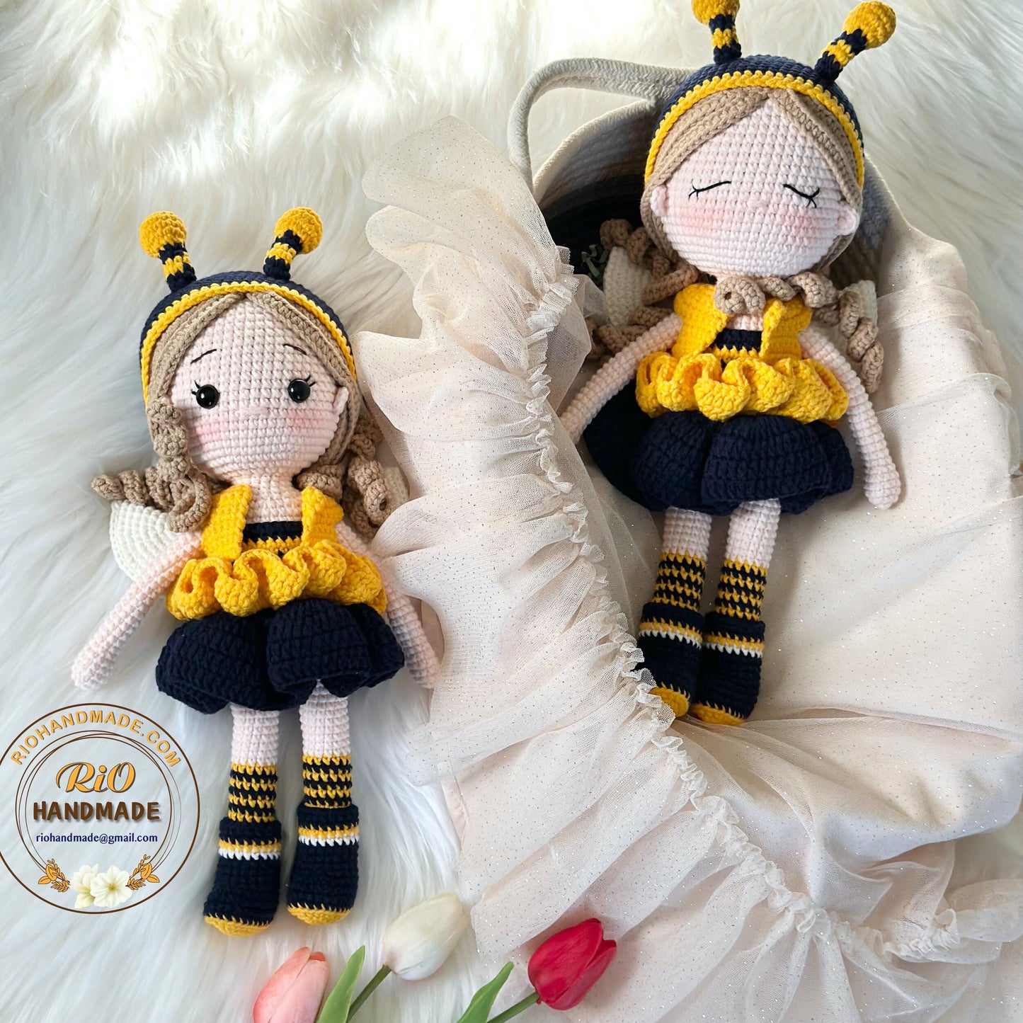 Handmade yarn cotton doll crochet, amigurumi bee doll , cute doll, soft toy for baby, toddler, kid, adult hobby