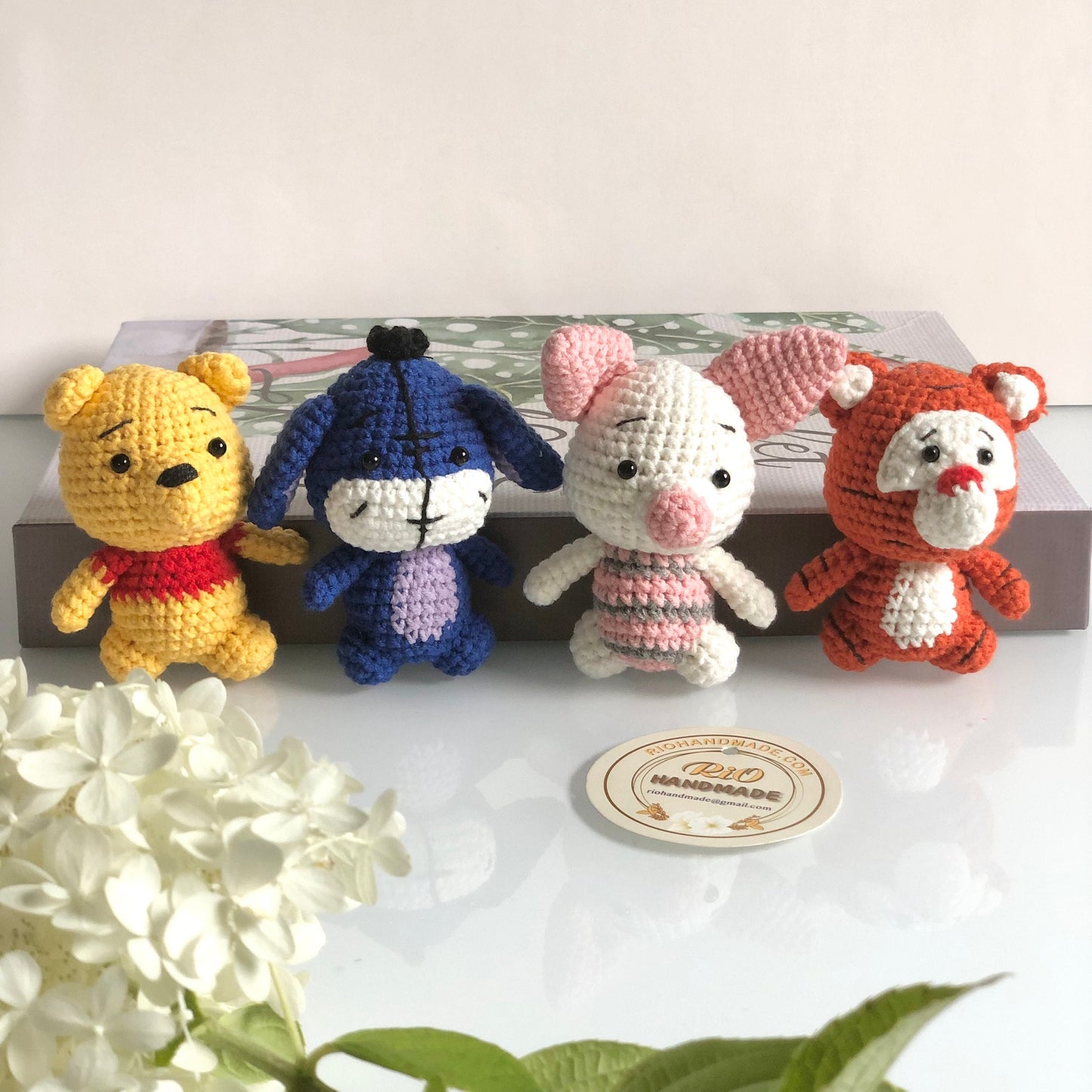 Handmade yarn cotton Winnie the Pooh inspired crochet, crochet animal keychain, amigurumi stuffed, cute, toy for toddler, kid, adult hobby,