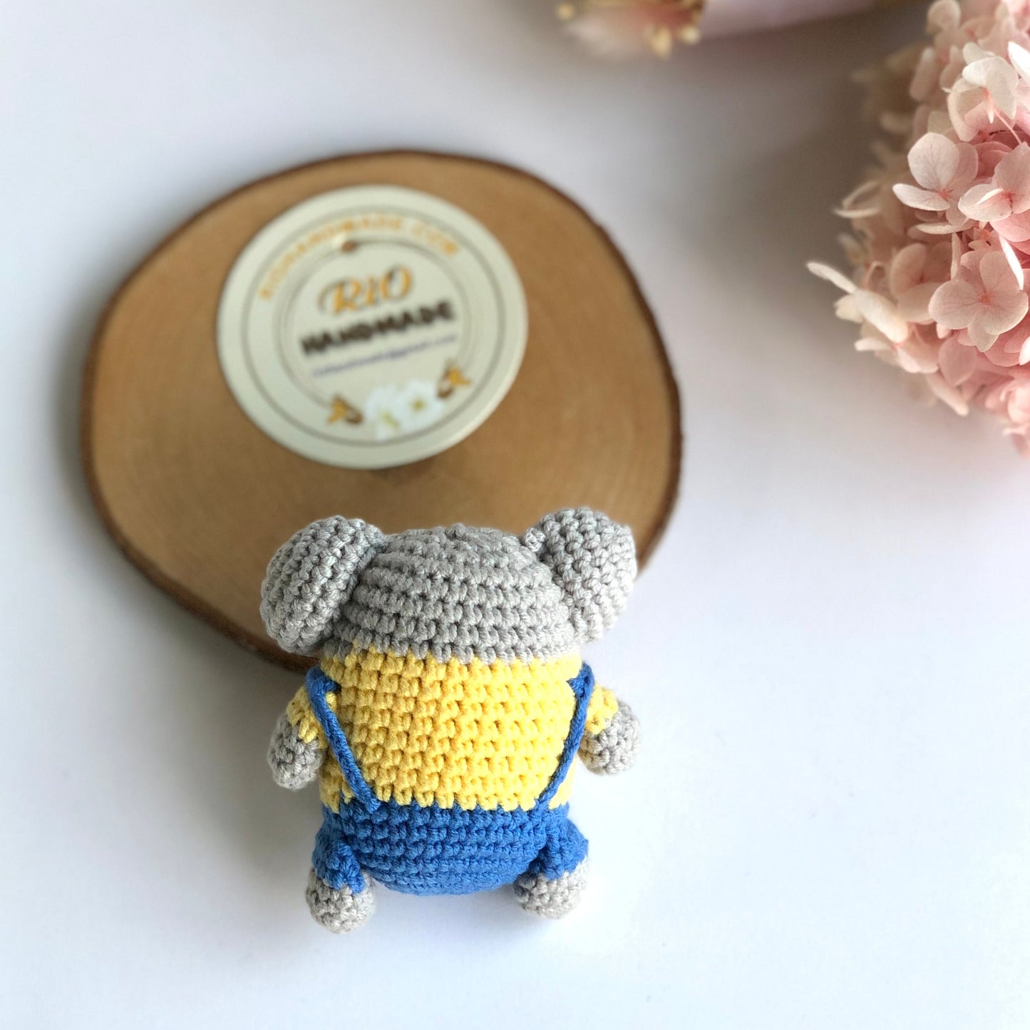 Handmade elephant keychain, car rearview mirror charm crochet amigurumi koala, elephant plushie toy, gift, car hanging accessory