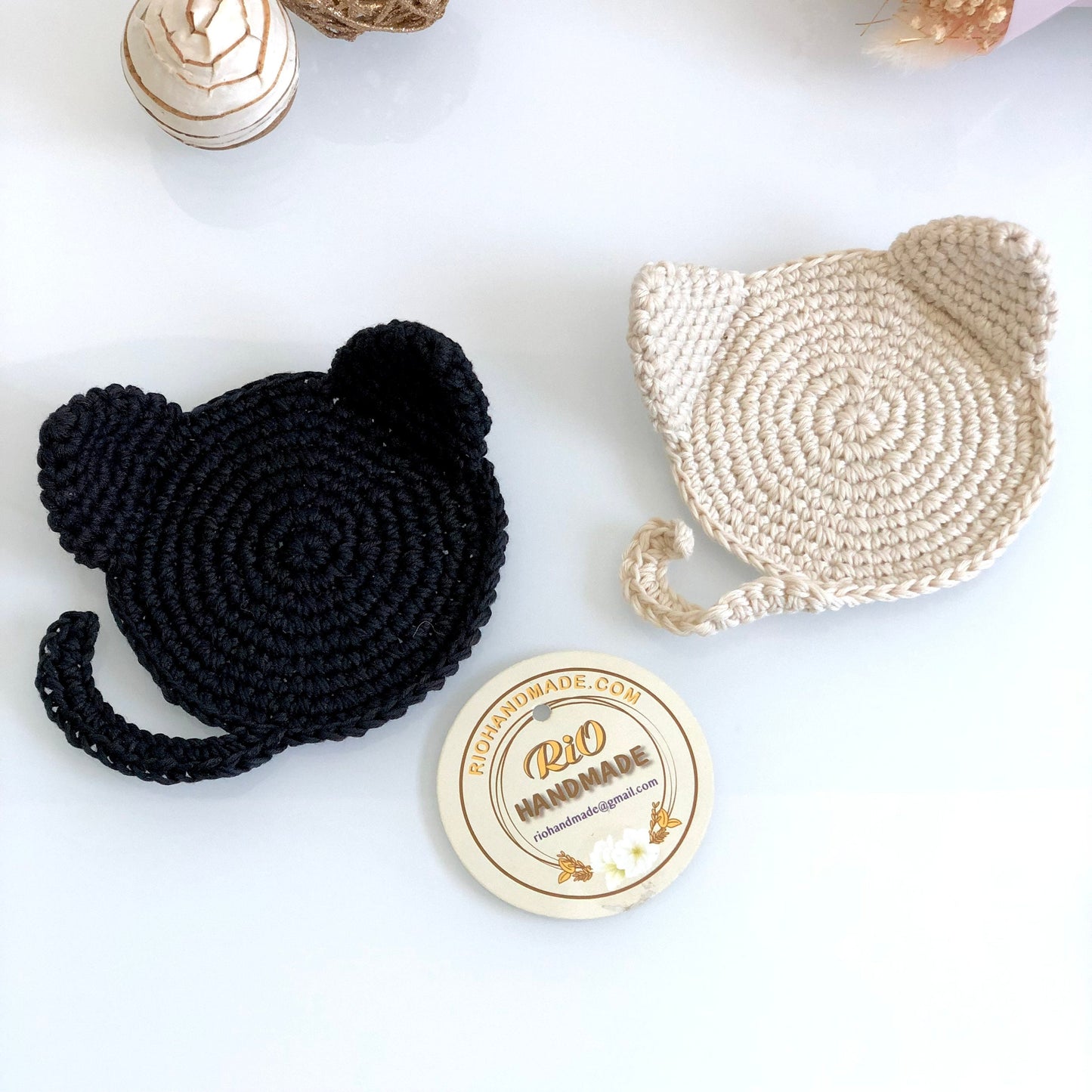 Handmade Cat Coaster Crochet, Amigurumi Coaster, Cat Coaster, Mug Rug, Kitten Bottom, Housewarming Gift, Home Decor