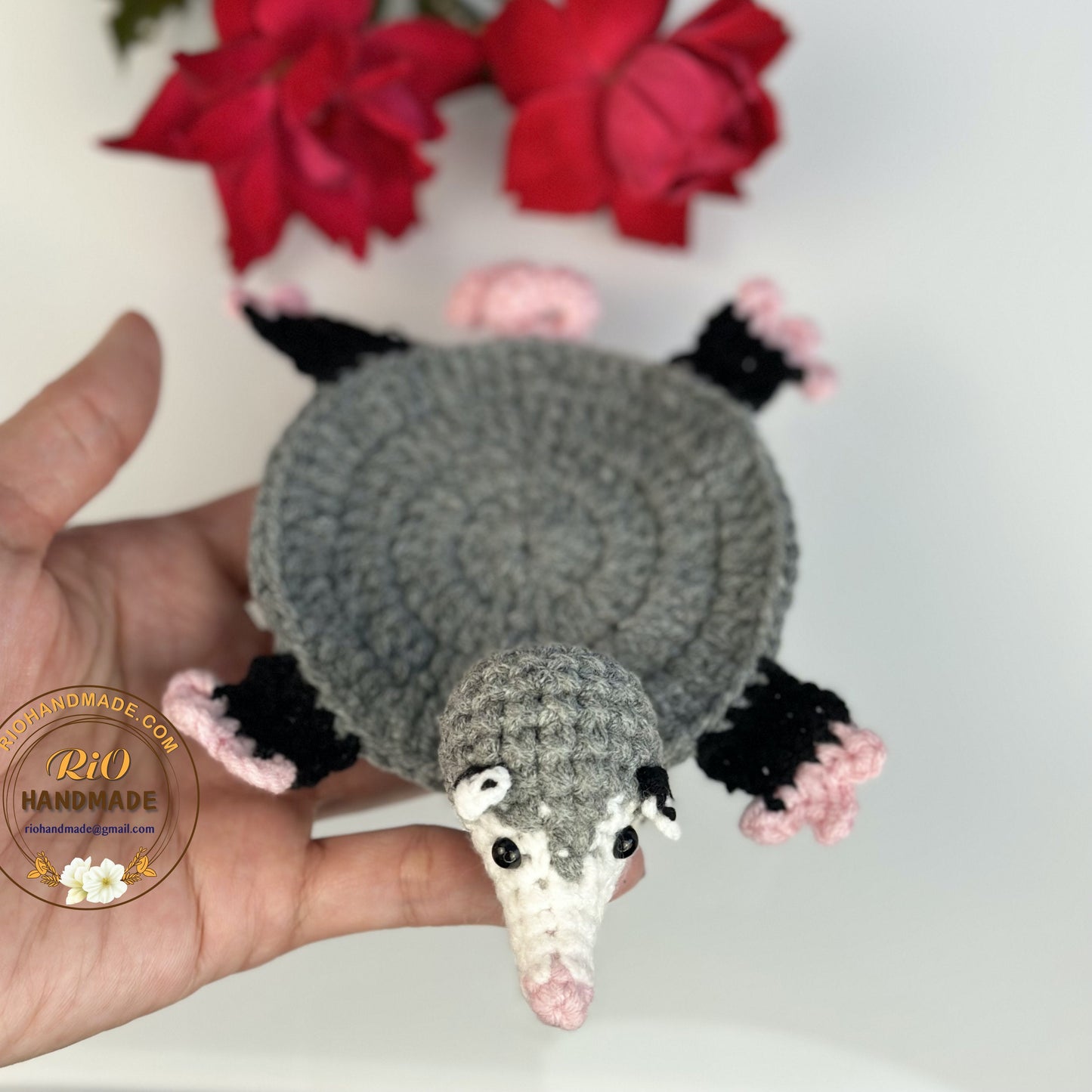 Ready To Ship, Rio Handmade Crochet Coaster, Crochet Opossum Coaster, Mug Rug, Housewarming Gift, Home Decor, Gift For Teacher, Parent