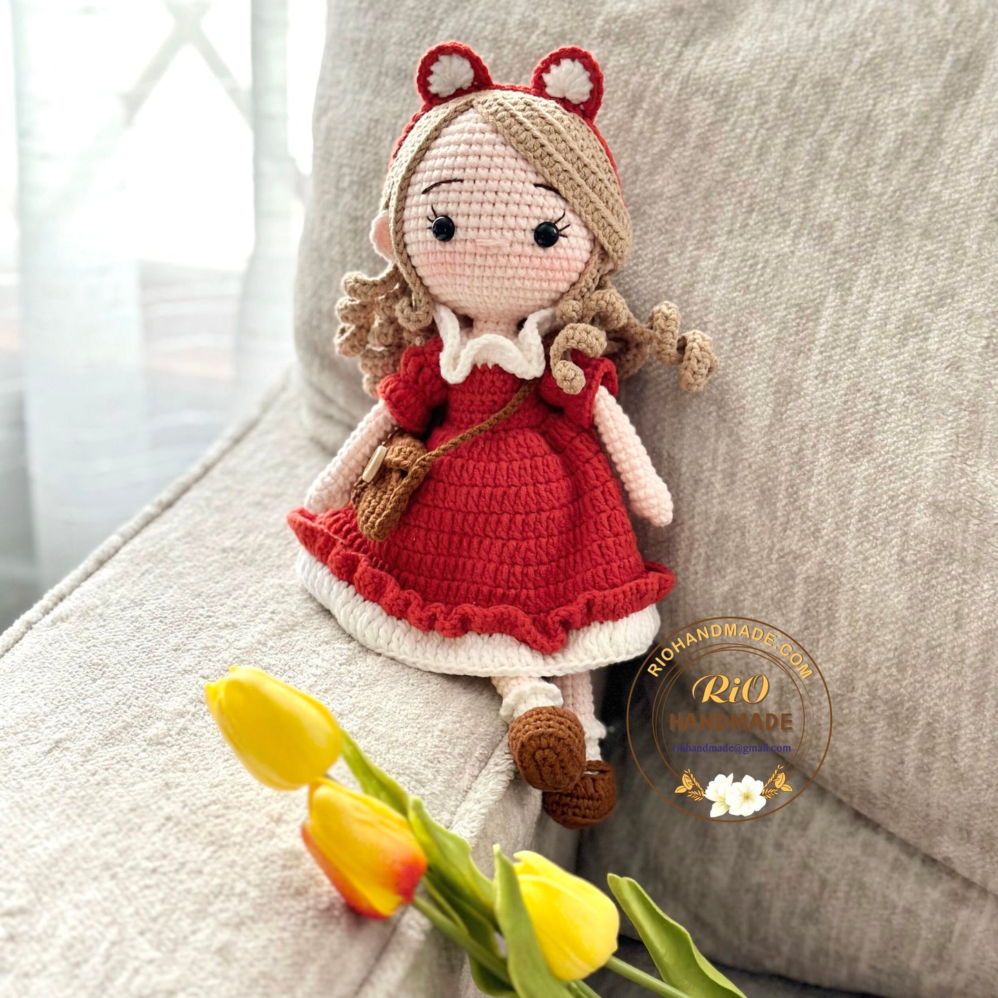 Handmade yarn cotton doll crochet, amigurumi doll, cute gift, soft toy for toddler, kid, adult hobby
