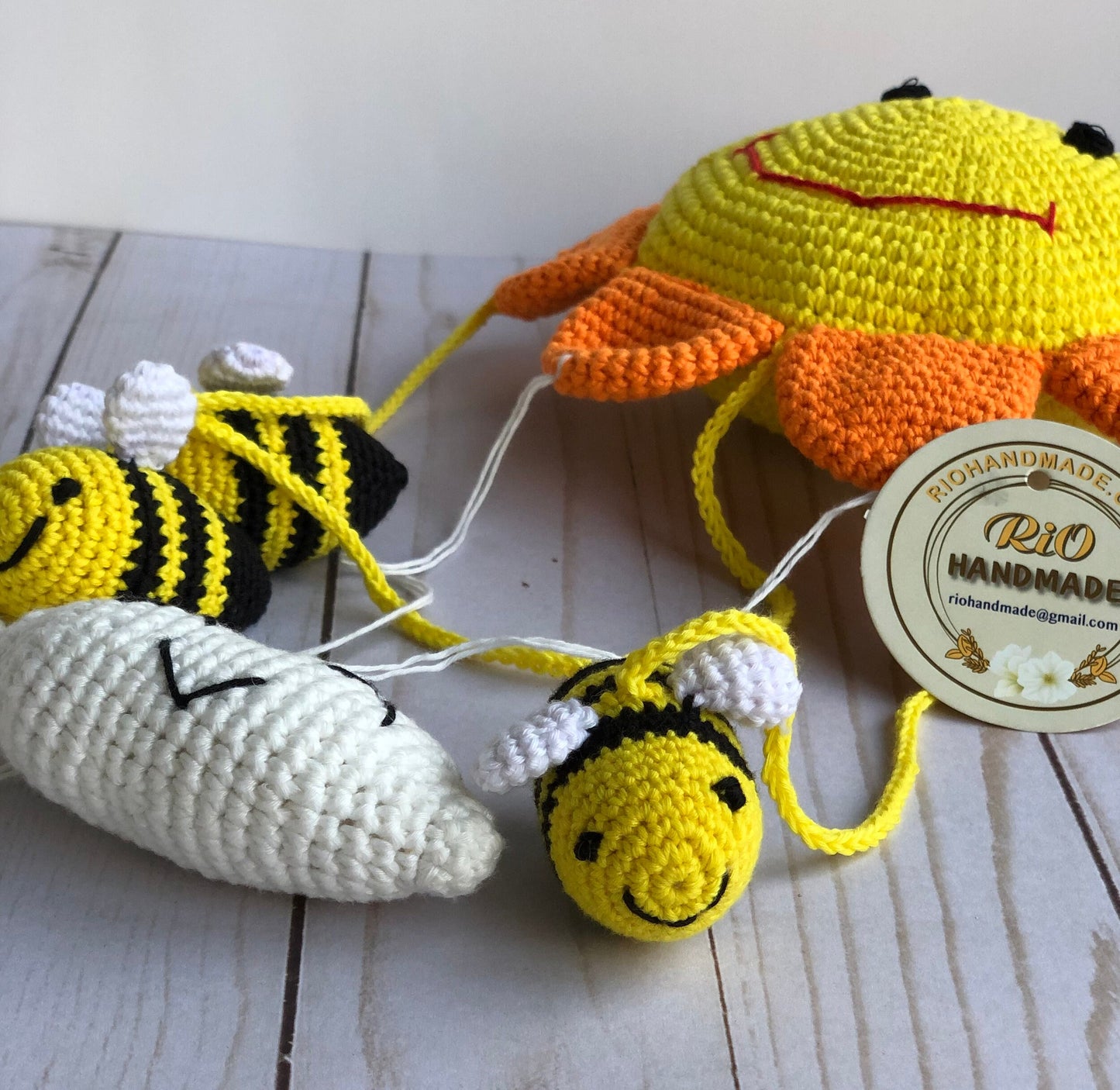 Crib mobile for baby, Crochet Sun wall decor for kids room, Crochet hanging