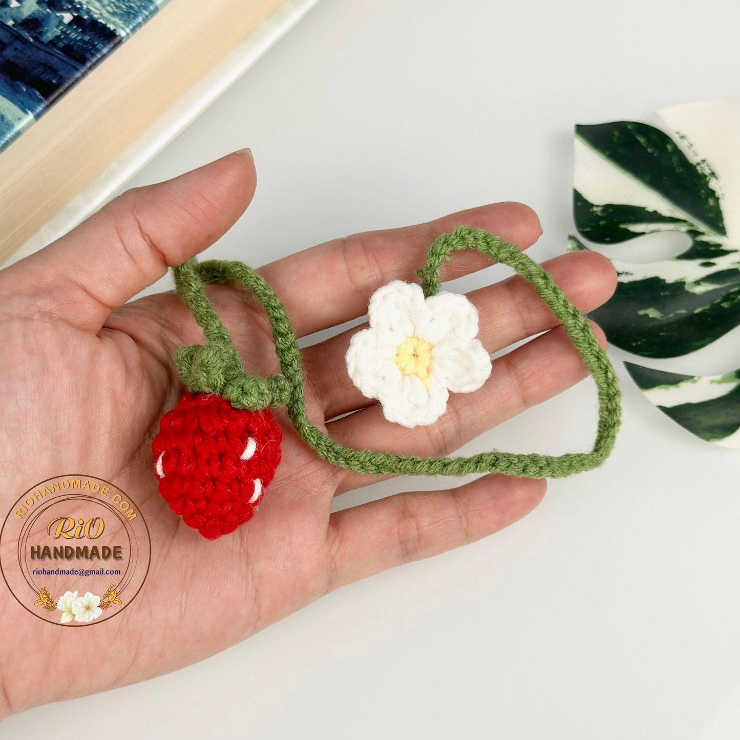 Ready To Ship, Rio Handmade Crochet Strawberry Bookmark, Gift For Teacher, Strawberry Bookmark