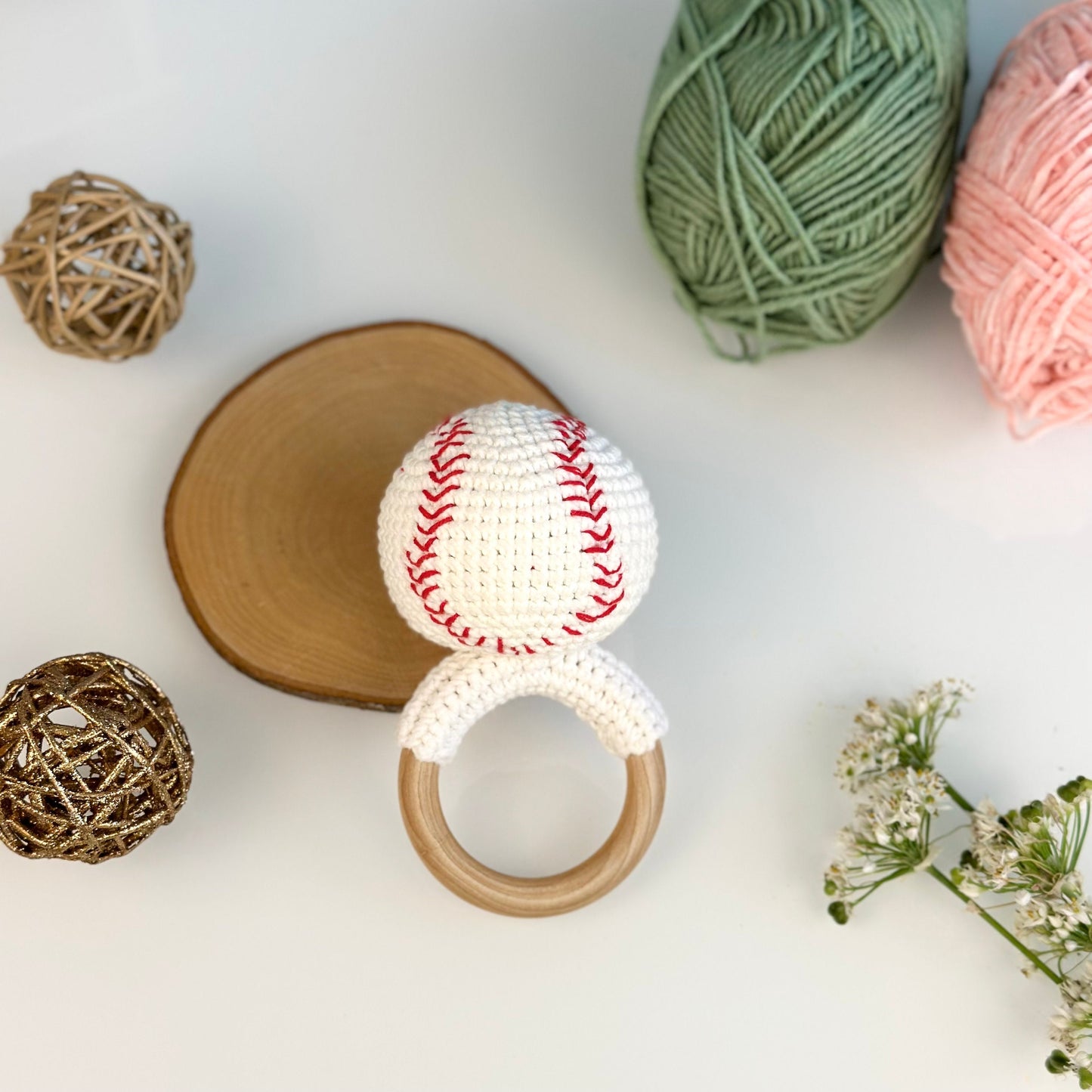 Baby Gift, Baby Rattle Baseball, Gift For Baby, Crochet Baseball, Sport Toy, Sport Baby Shower