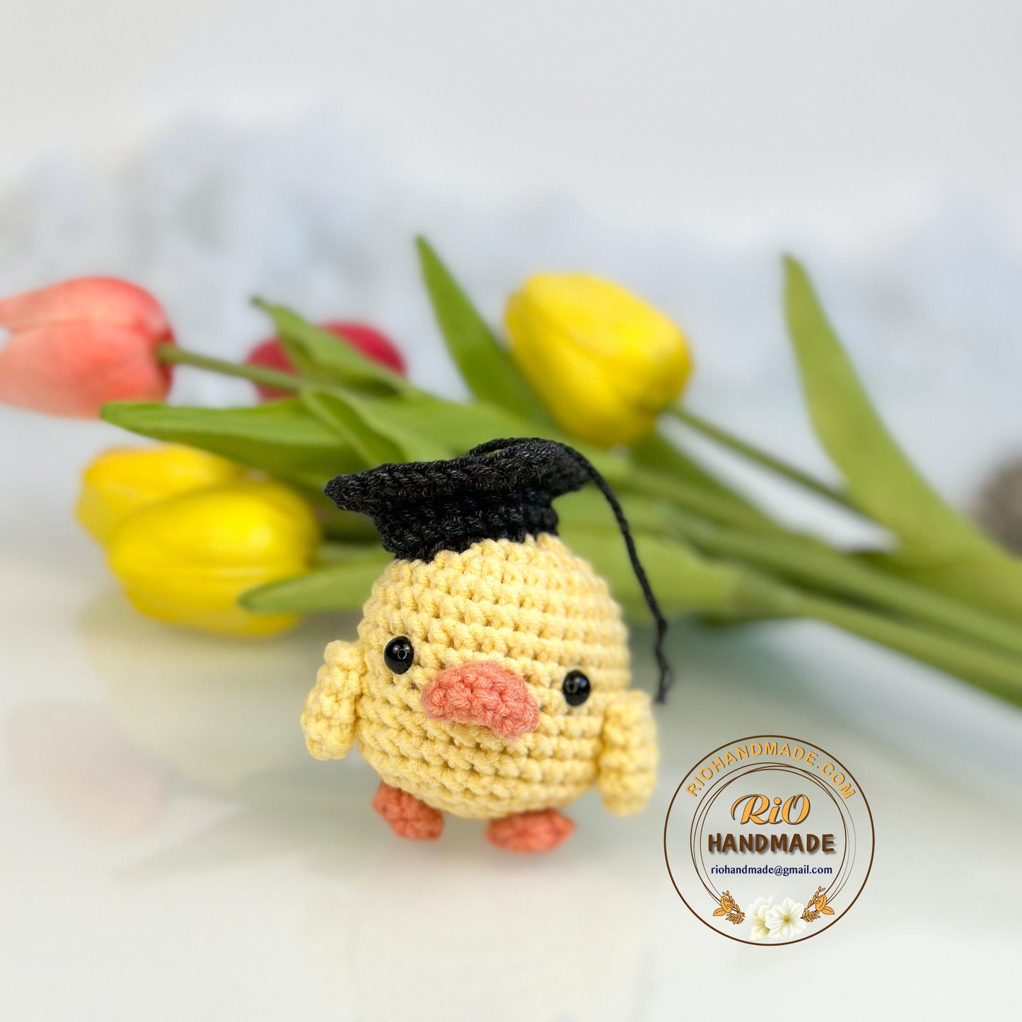 Handmade Duck With Graduation Cap, Crochet Duck, Cute Gift, Car Charm, Home Decor, Graduation Gift, Backpack Keychain