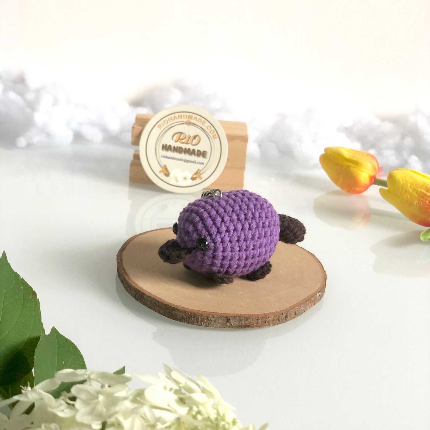 Handmade Platypus crochet keychain, pom bag charm, car rear view hanging mirrior, amigurumi, cute gift.