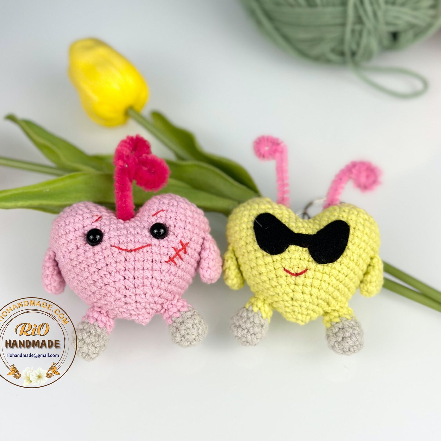 Ready To Ship, Handmade Heart Inspired Crochet Keychain, Amigurumi Heart, Cute Gift, Car Charm