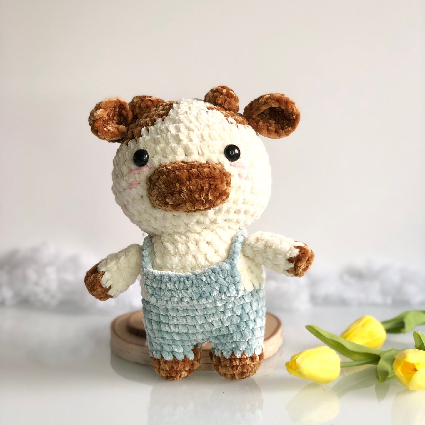 Ready To Ship, Rio Handmade Velvet Cow, Cute Cow Plushie Crochet, Amigurumi Chubby Cow cute, Soft Toy For Baby, Toddler, Kid, Adult Hobby