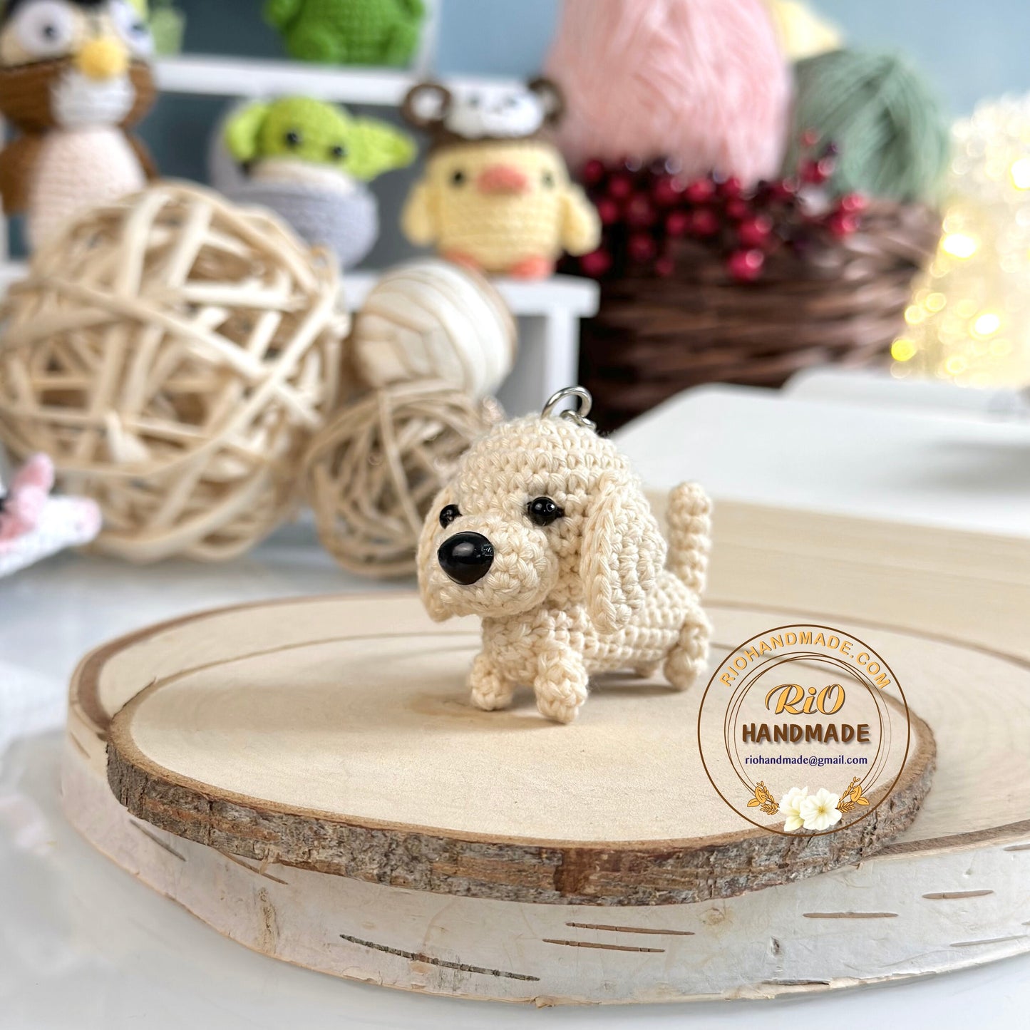 Rio Handmade yarn Dachshund crochet, amigurumi mini dachshund, cute dachshund, cute dog, home decor, crochet keychain, adult hobby