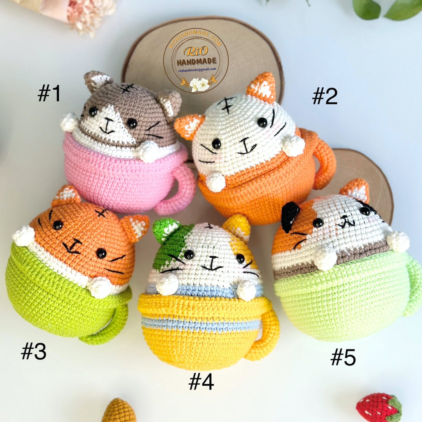 Handmade Kitten in the cup, crochet Kitten in the cup, amigurumi Kitten in the cup, soft toy for baby, toddler, kid, adult hobby
