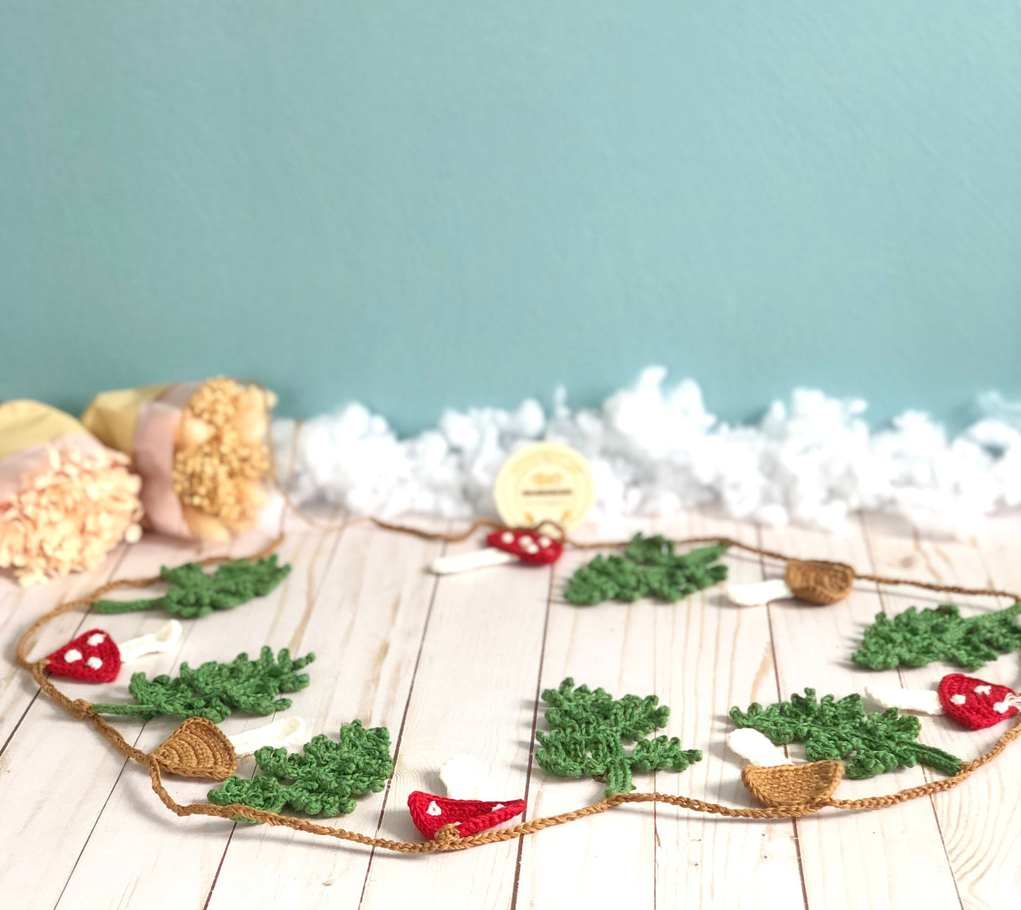 Rio Handmade Crochet Amigurumi Mushroom Garland, Wall Hanging Mushroom, Toadstool Decor,