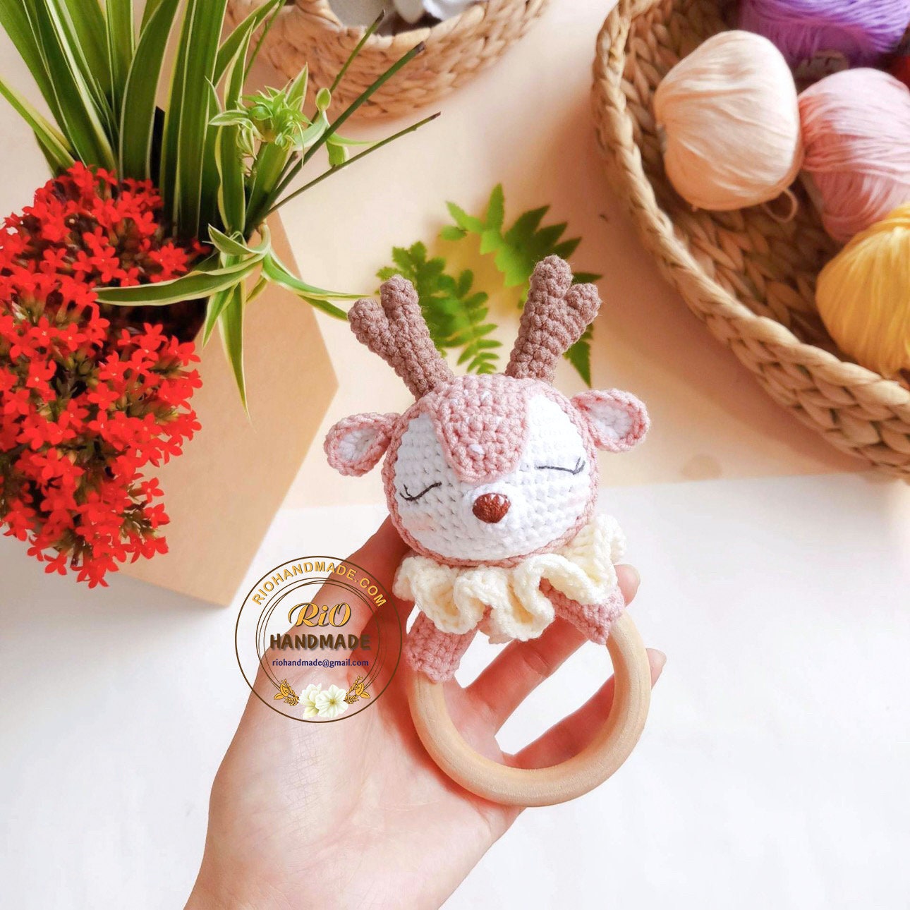 Baby Rattle, Animal Newborn Baby Rattle, Baby Crochet Rattle Gift, Baby Shower Gift