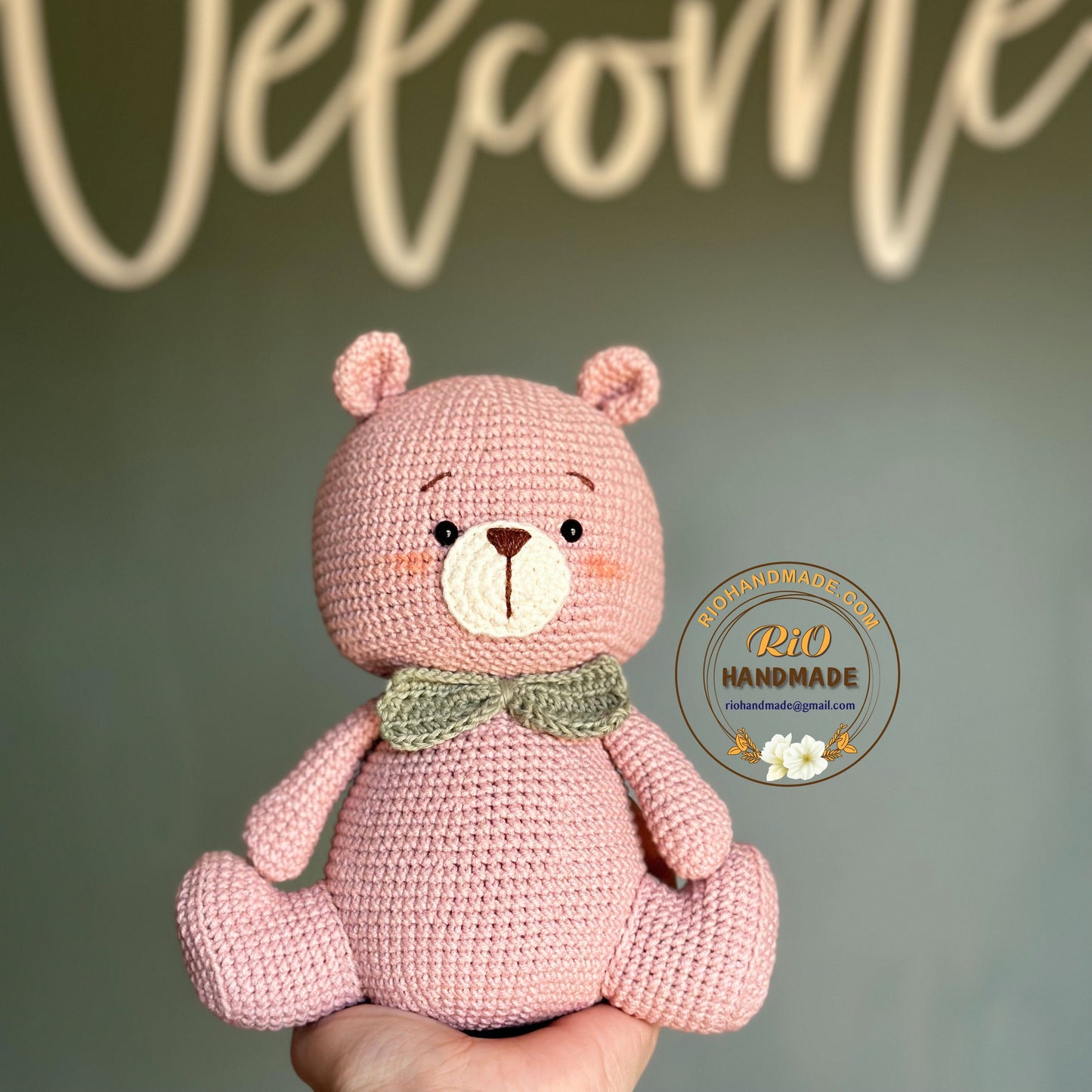 Ready To Ship, Rio Handmade Bear Crochet, Cute Bear Plushie Crochet, Amigurumi Chubby Bear, Toy For Baby, Toddler, Kid, Adult Hobby