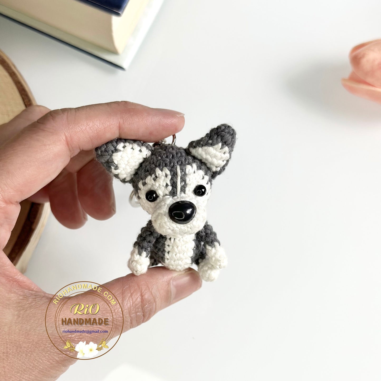 Rio Handmade yarn Husky crochet, Amigurumi mini Husky, Cute Husky, Cute Dog, Home Decor, Crochet Keychain, Adult Hobby