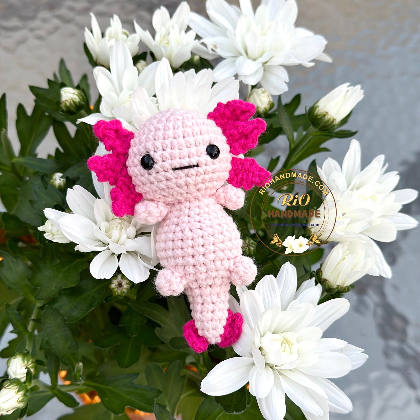 Handmade Axolotl, crochet Axolotl, amigurumi Axolotl keychain, plushie toy, cute gift, ornament, car rear view hanging