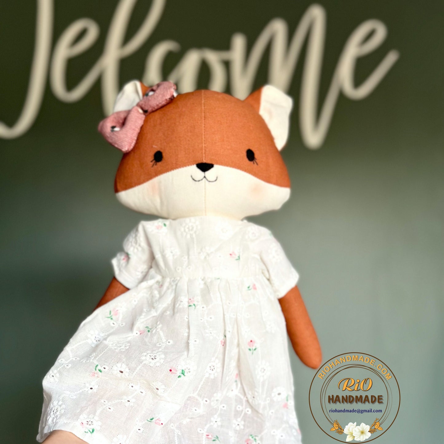 Ready To Ship, Rio Handmade Linen Fox Toy, Nursery Decor Stuffed, Linen Baby Toy, Stuffed Fox Toy For Toddler, Kid, Adult Hobby