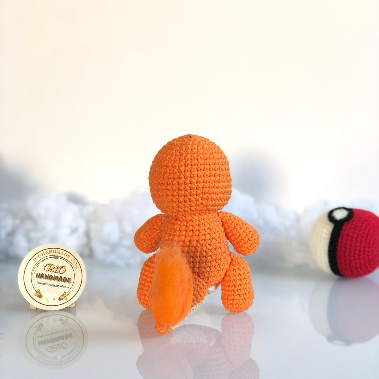 Handmade yarn cotton Charmander inspired crochet, amigurumi, toy for kid, toddler, kid, adult hobby,