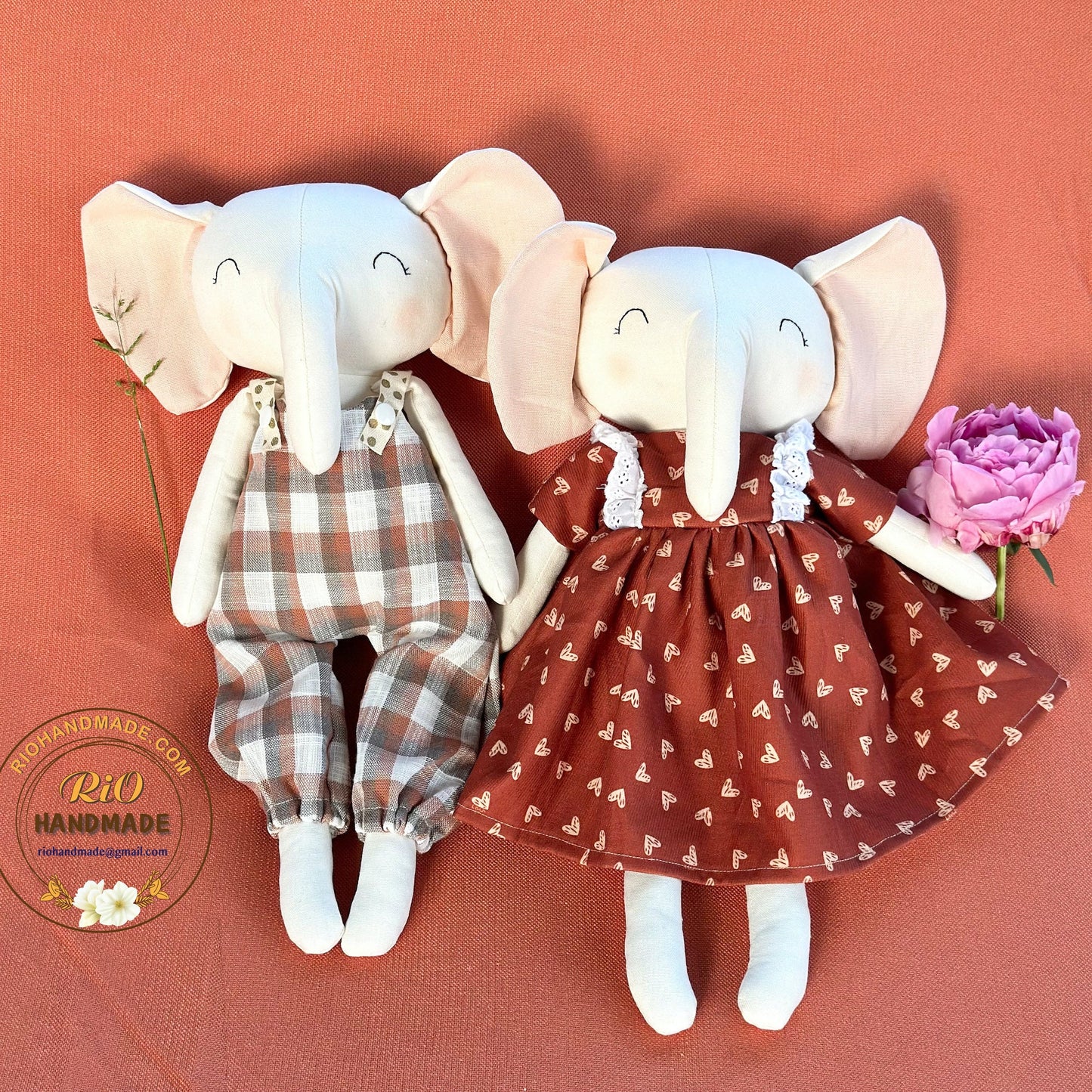 Ready To Ship, Rio Handmade Linen Elephant Doll, Nursery Decor Stuffed, Linen Baby Toy, Stuffed Elephant Toy For Toddler, Kid, Adult Hobby