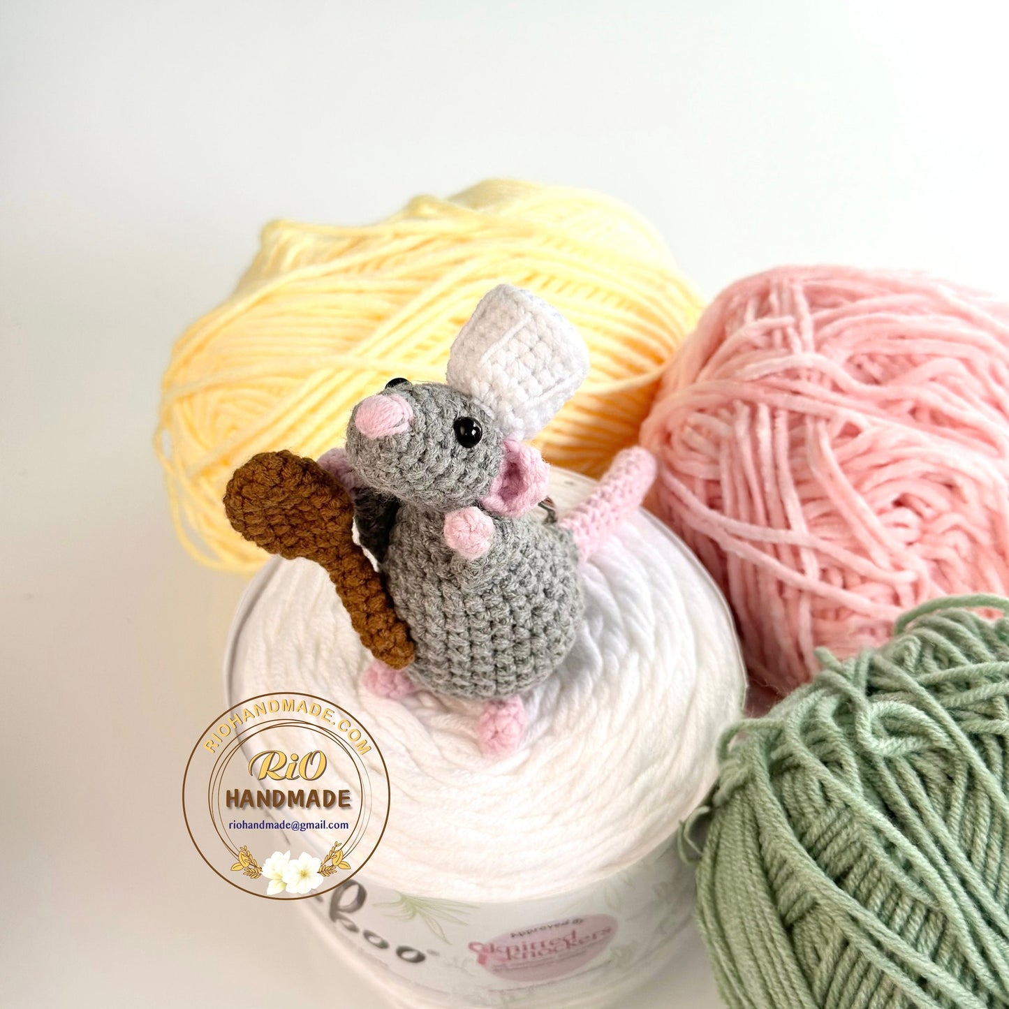 Handmade Rat, Crochet Chef Rat, Amigurumi Rat, Crochet Rat Keychain, Crochet Car Rear View Mirror Hanging, Cute Gift.