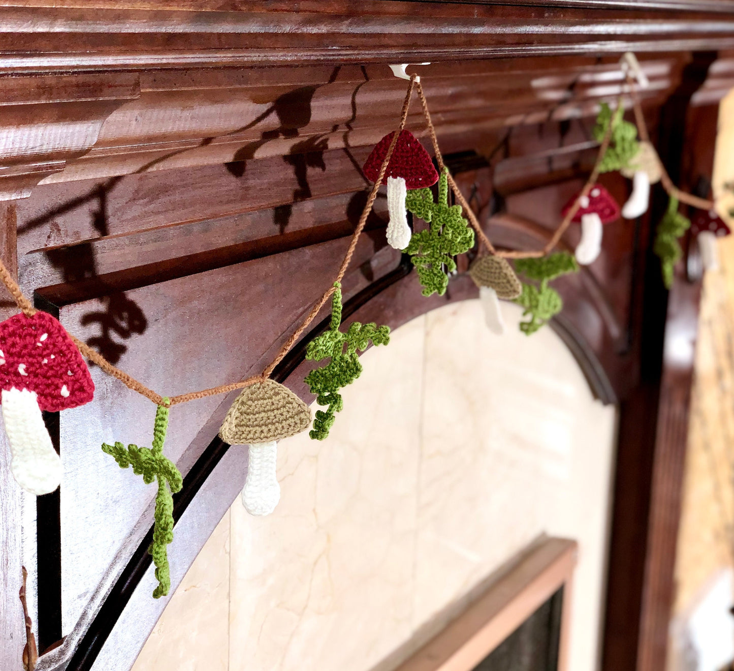 Rio Handmade Crochet Amigurumi Mushroom Garland, Wall Hanging Mushroom, Toadstool Decor,