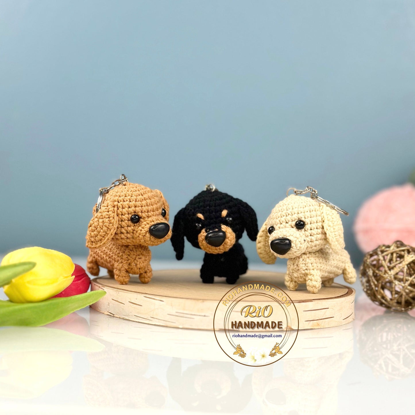 Rio Handmade yarn Dachshund crochet, amigurumi mini dachshund, cute dachshund, cute dog, home decor, crochet keychain, adult hobby