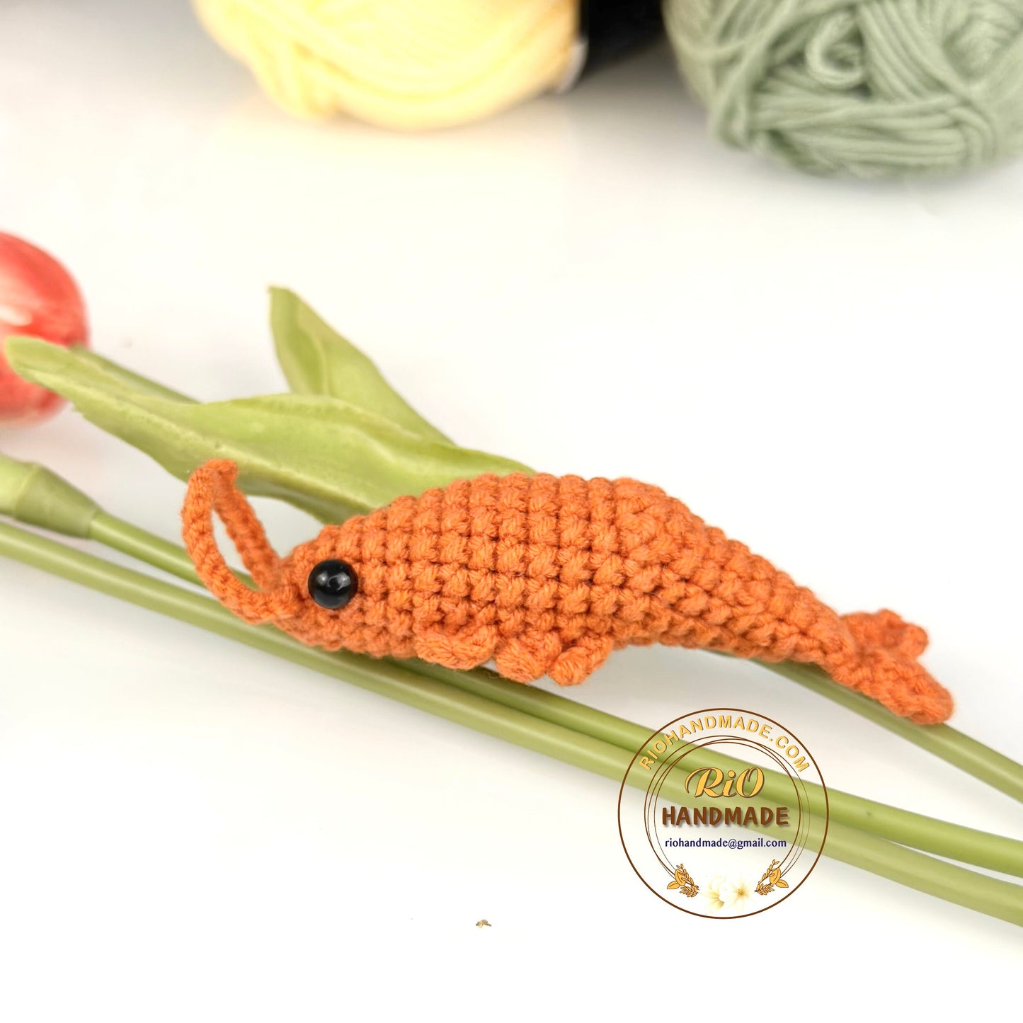 Rio Handmade keychain shrimp, shrimp keychain, crochet shrimp, cute gift