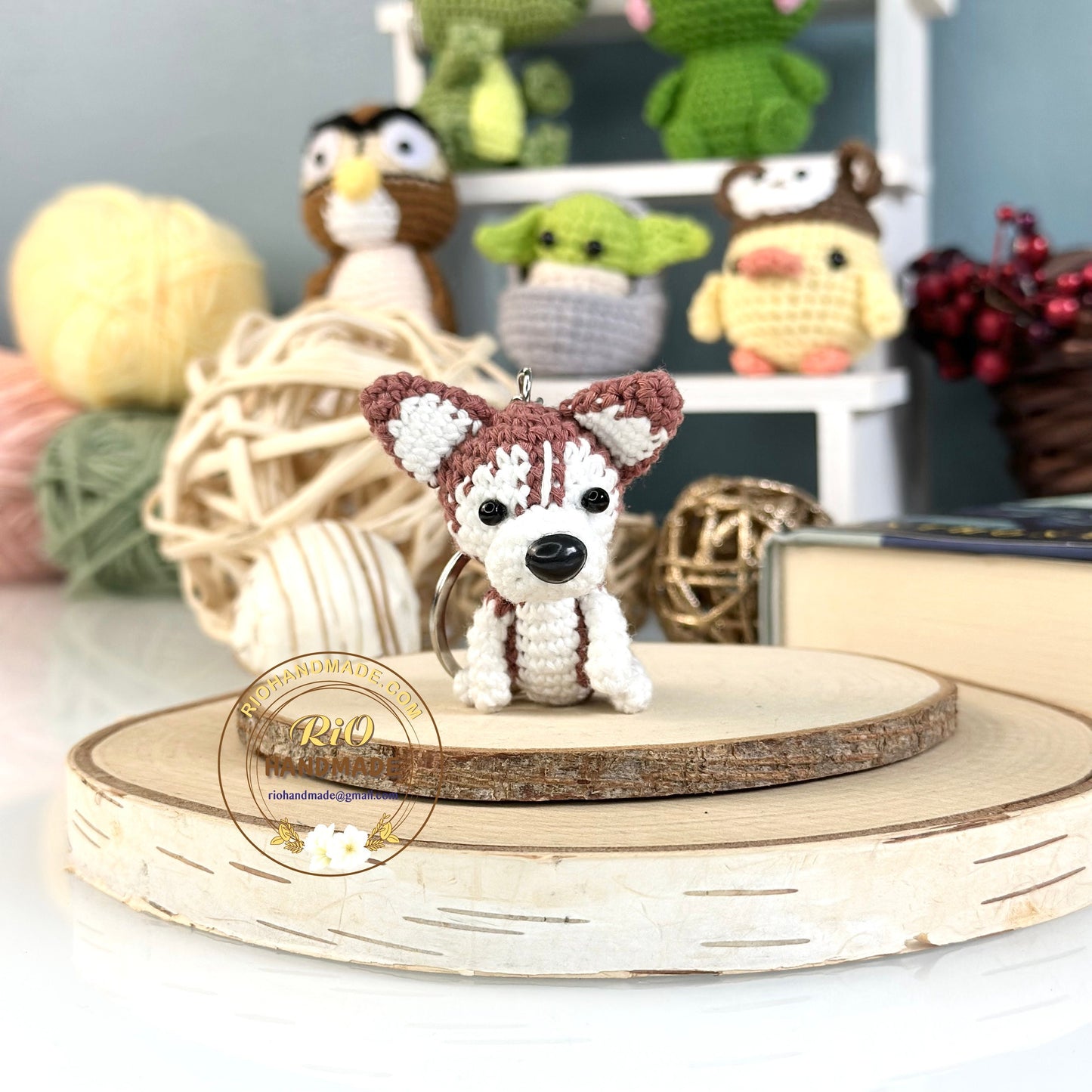 Rio Handmade yarn Husky crochet, Amigurumi mini Husky, Cute Husky, Cute Dog, Home Decor, Crochet Keychain, Adult Hobby