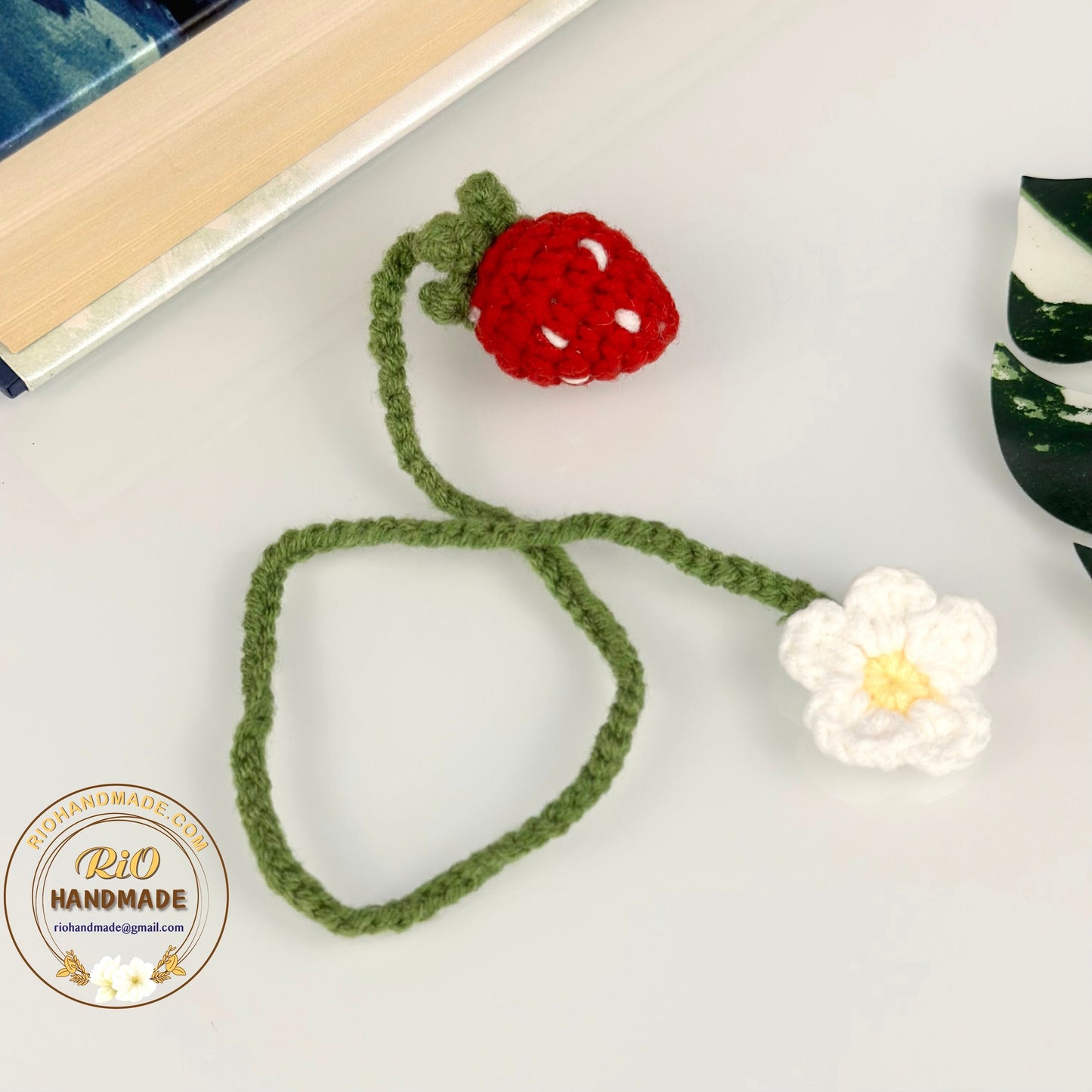 Ready To Ship, Rio Handmade Crochet Strawberry Bookmark, Gift For Teacher, Strawberry Bookmark