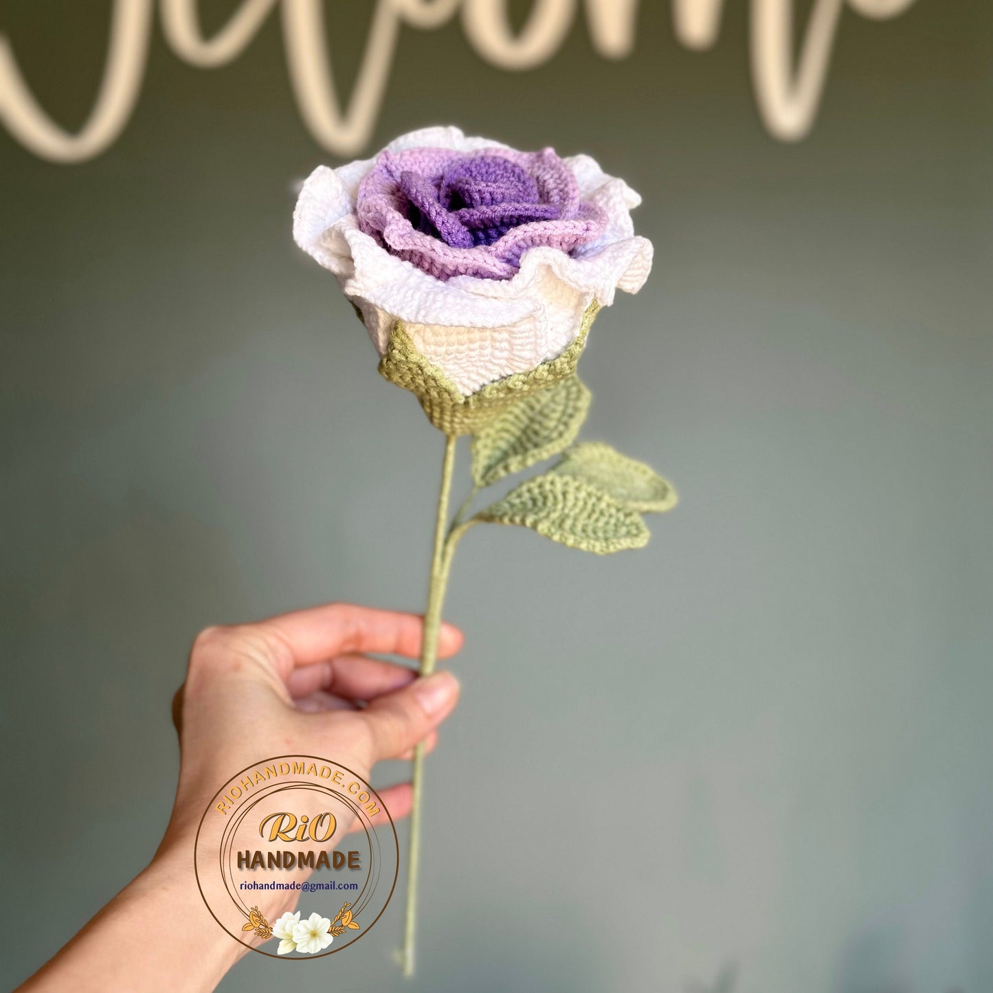 1pc Crochet Rose, Ready To Ship, Rio Handmade Crochet Rose Flower, Gift For Her, Gift For Mom, Valentine Gift