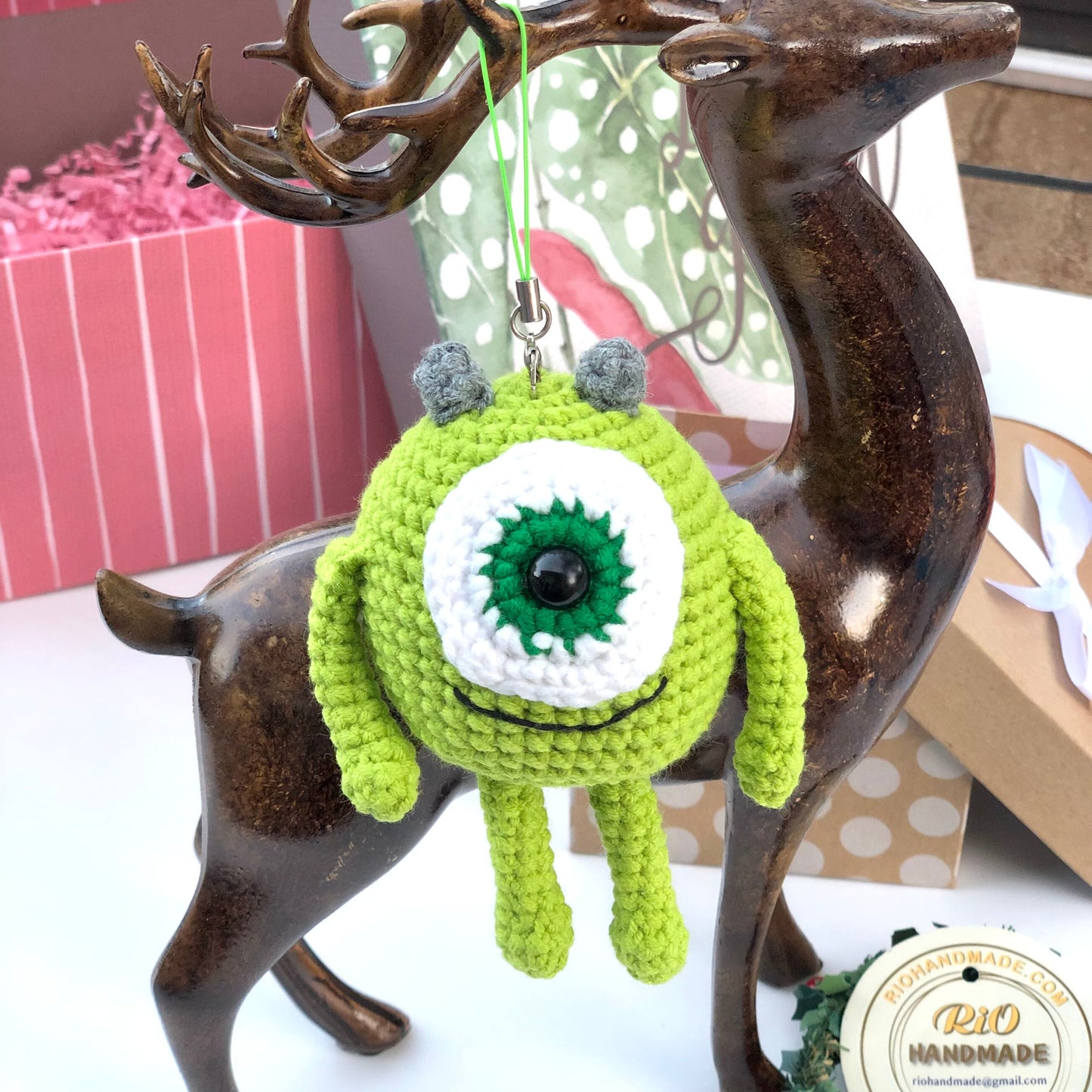 Handmade monster crochet keychain, amigurumi animal, plushie toy, cute gift