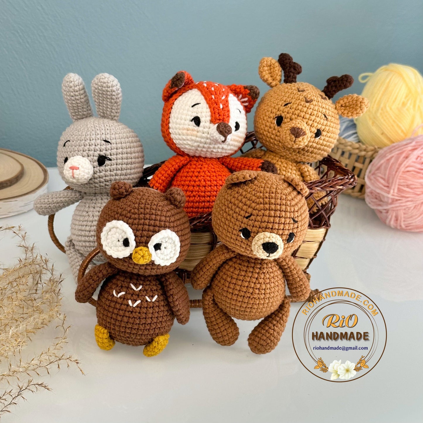 Ready To Ship, Crochet Forest Animals, Cute Bear Plushie Crochet, Amigurumi Bunny, Crochet Deer, Cute Toy For Baby, Woodland Baby Toy