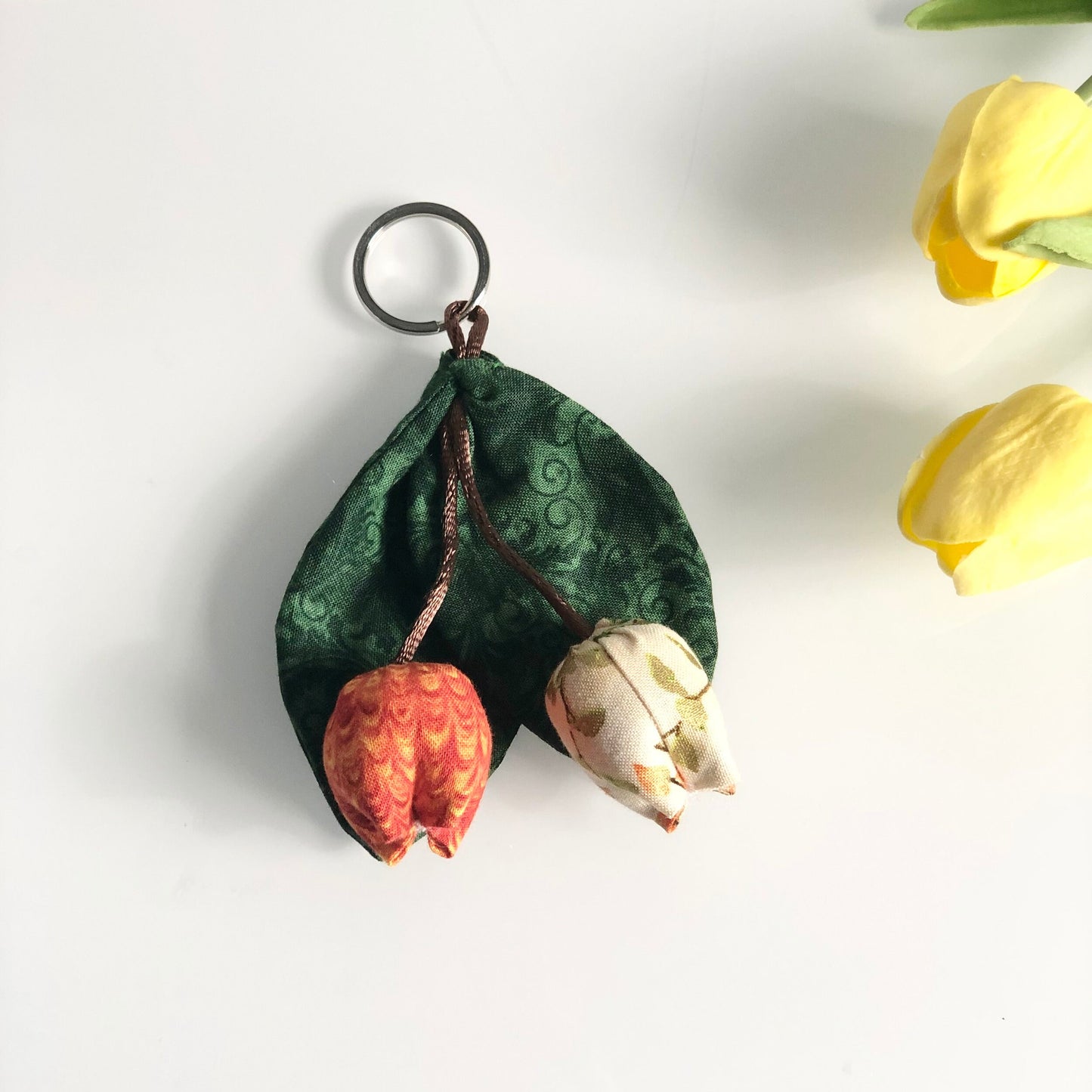 Handmade Tulip Keychain, Fabric Keychain, Keychain For Women, Gift For Her, RANDOM ONLY