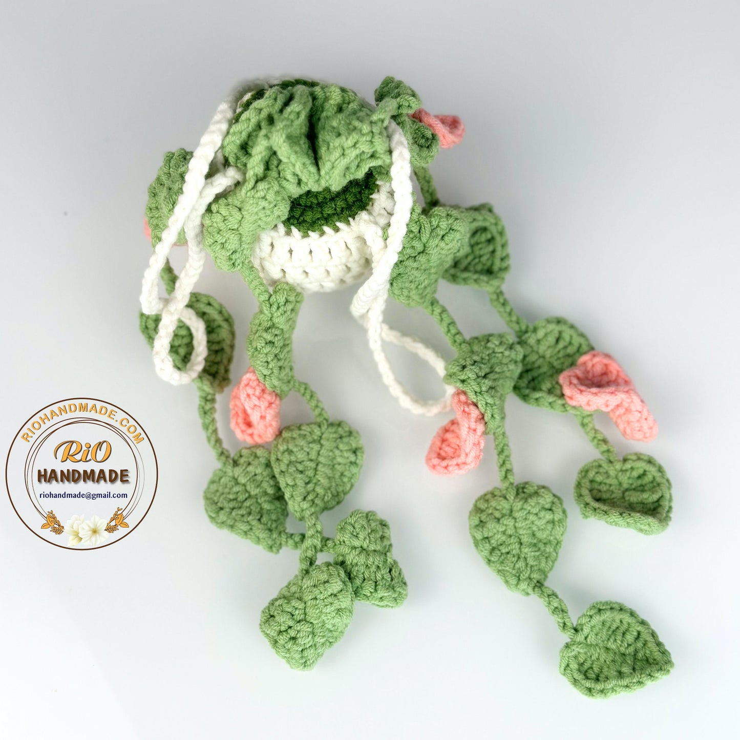 Handmade car rearview mirror charm, crochet hanging plant, Birthday gift, car hanging accessory, Car hanging plant