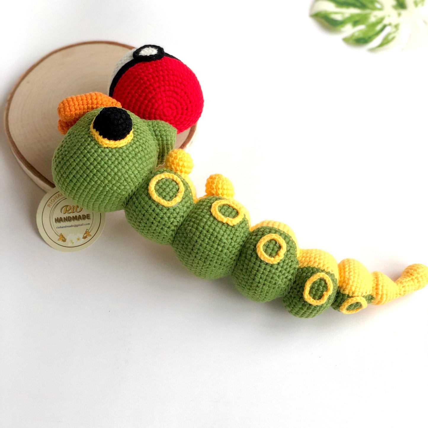 Handmade Caterpie inspired, Crochet Caterpie, Amigurumi Toy, cute, toddler, kid, adult hobby
