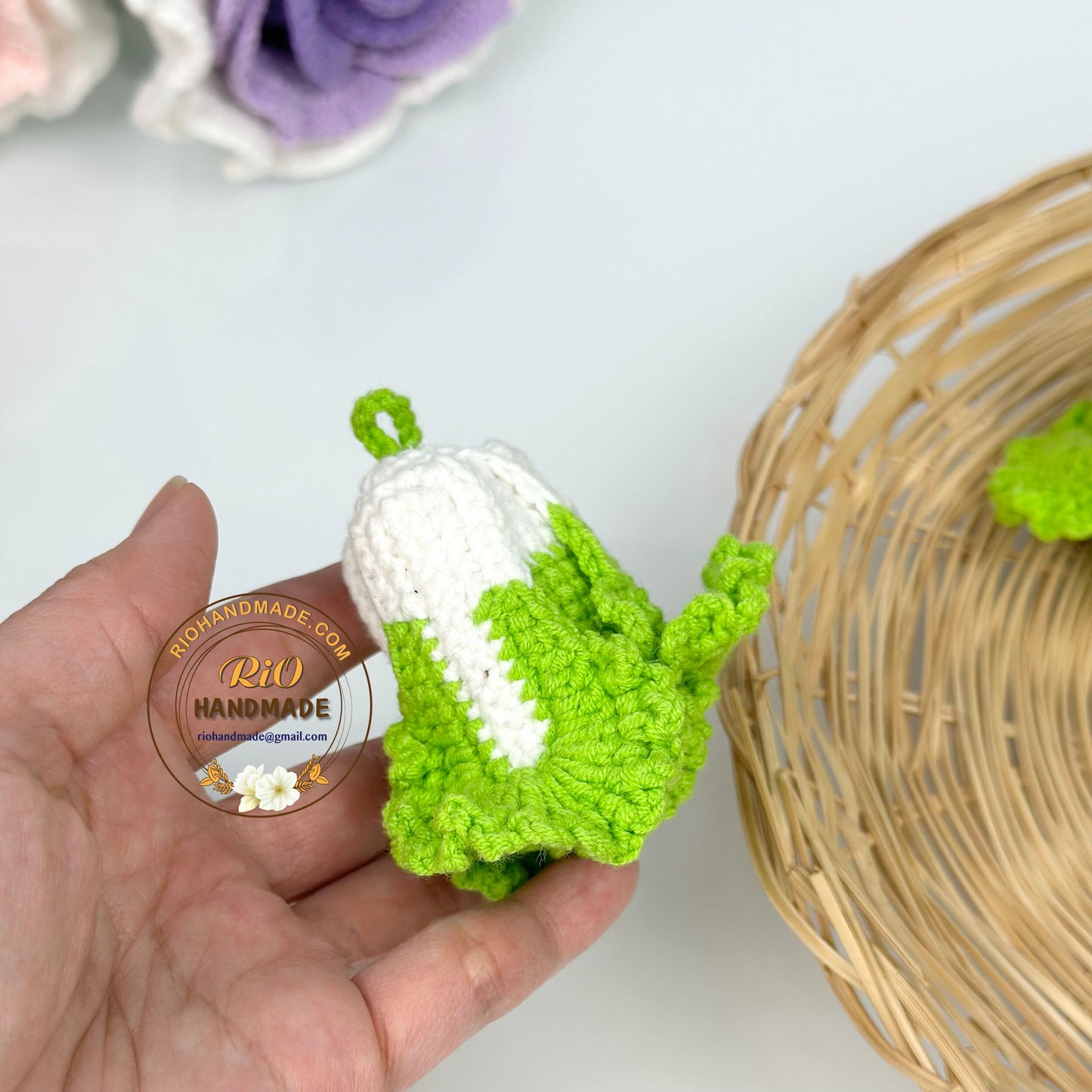 Handmade Napa Cabbage Crochet Keychain, Amigurumi Celery Cabbage, Car Charm, Car Rear View Hanging