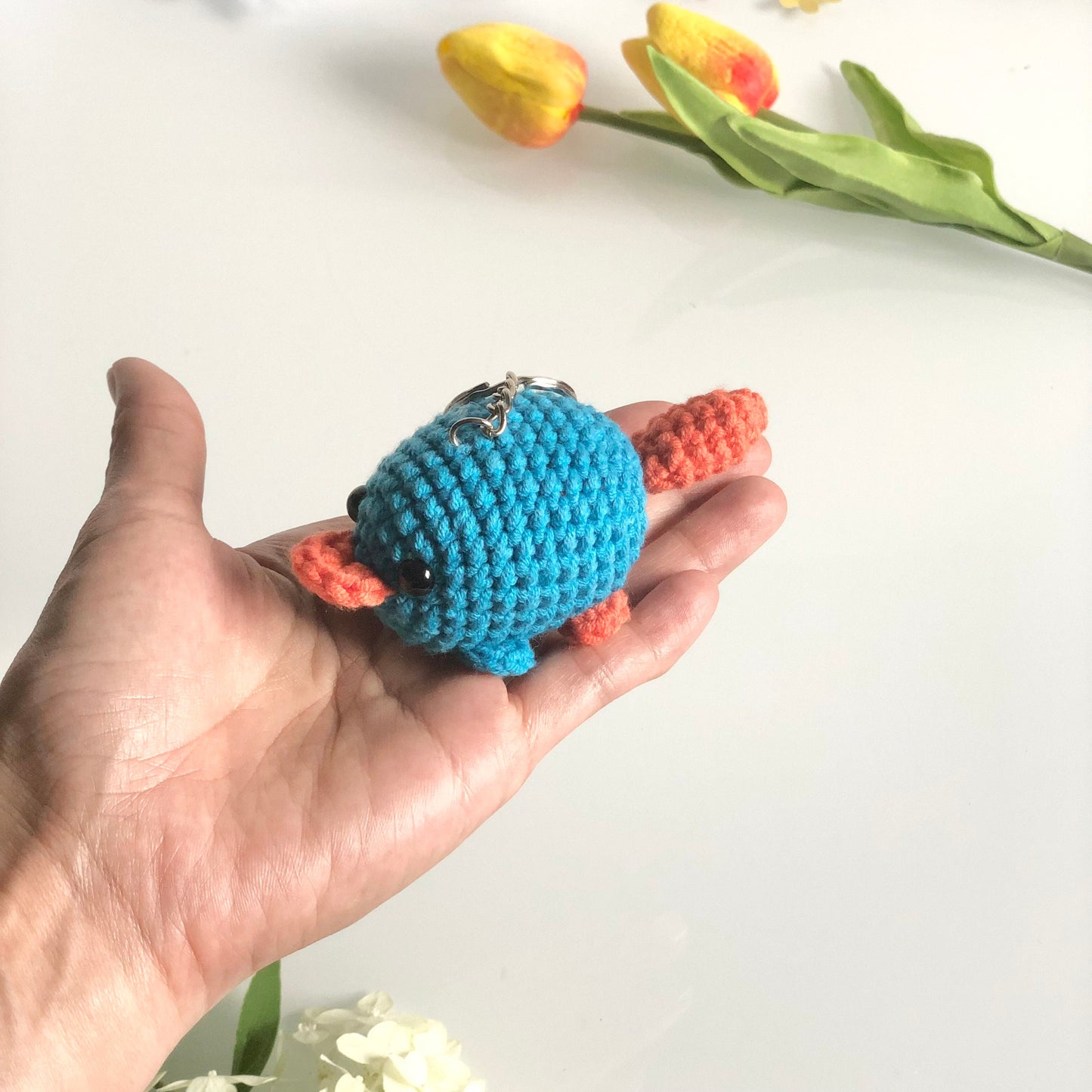 Handmade Platypus crochet keychain, pom bag charm, car rear view hanging mirrior, amigurumi, cute gift.