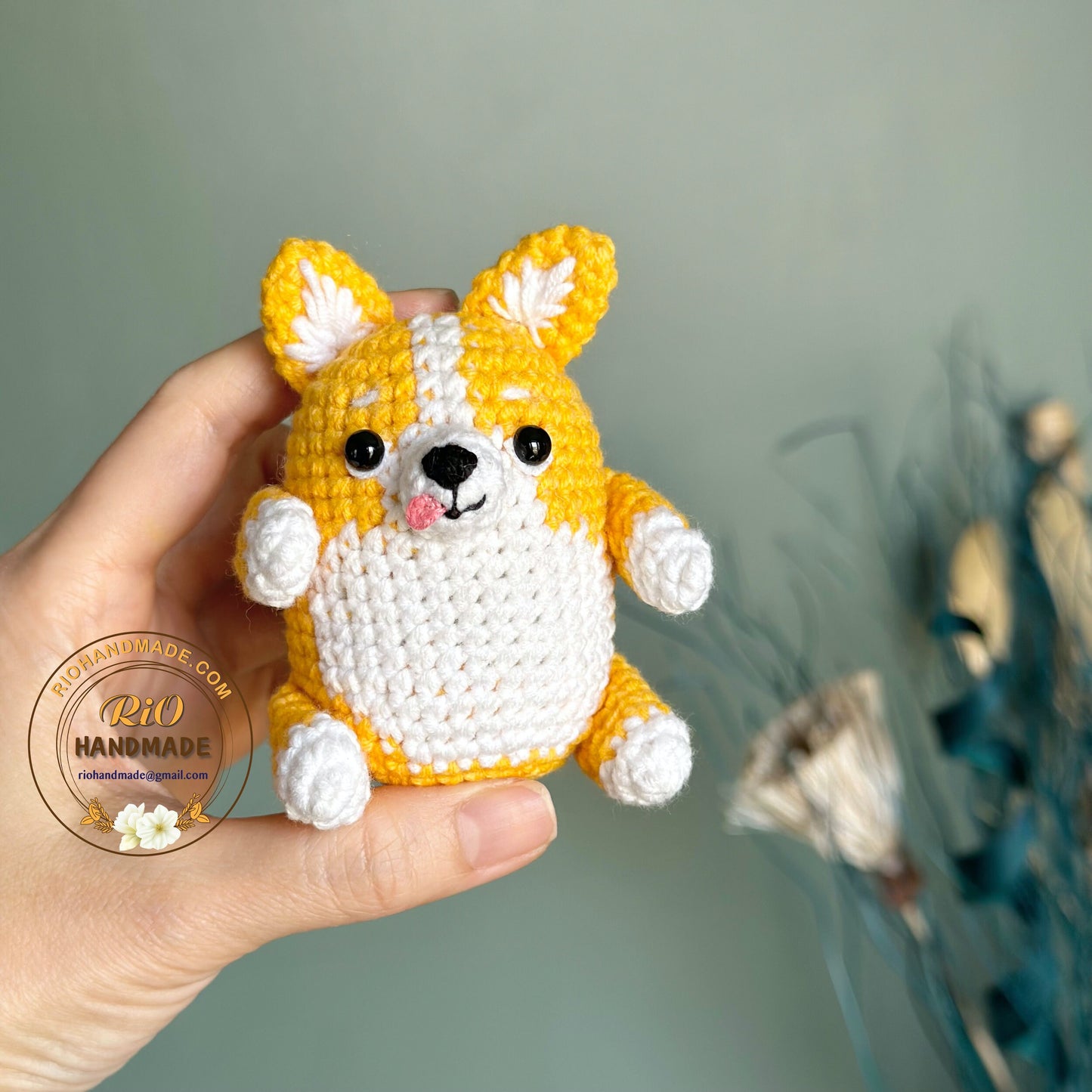 Rio Handmade yarn cotton corgi crochet, amigurumi corgi, cute dog, cute dog keychain, home decor, Cute car mirror hanging, adult hobby