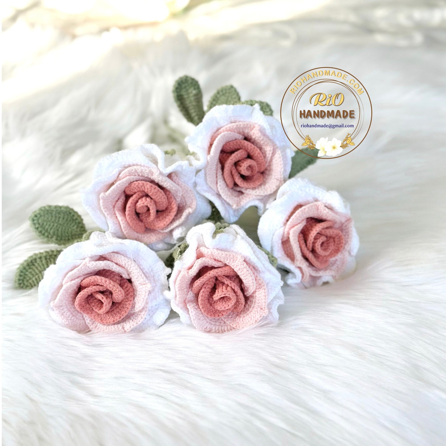 1pc Crochet Rose, Ready To Ship, Rio Handmade Crochet Rose Flower, Gift For Her, Gift For Mom, Valentine Gift