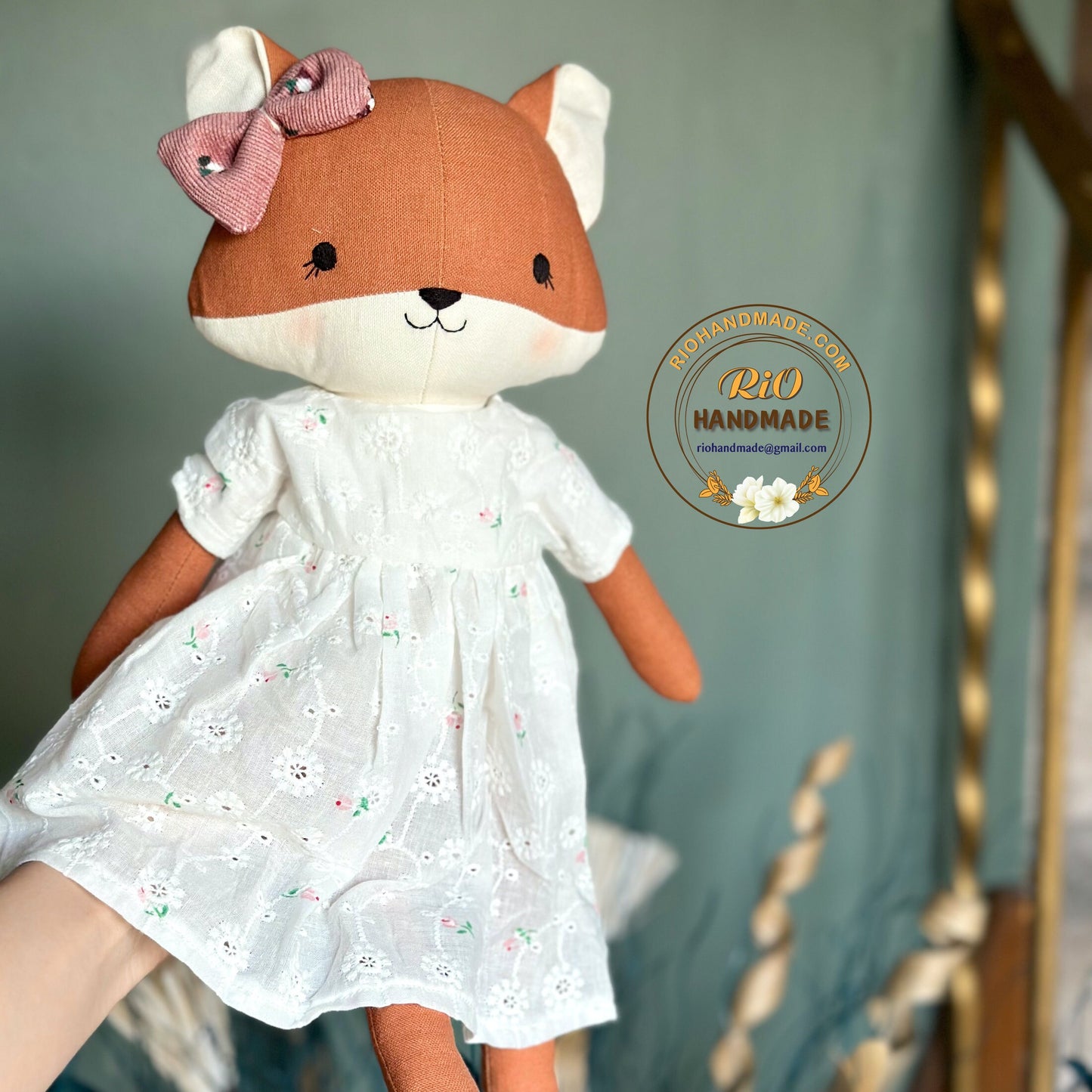Ready To Ship, Rio Handmade Linen Fox Toy, Nursery Decor Stuffed, Linen Baby Toy, Stuffed Fox Toy For Toddler, Kid, Adult Hobby