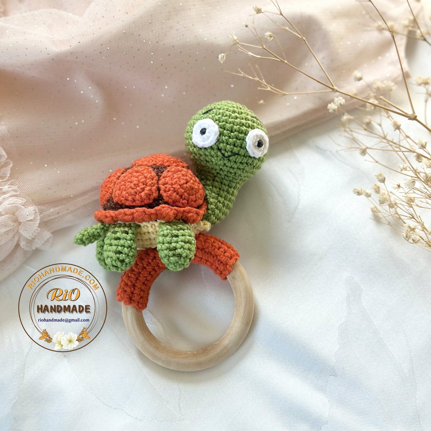 Personalized Baby Gift, Crochet Turtle Rattle, Baby Crochet Rattle Gift, Baby Shower Gift, Toy Rattle With Name