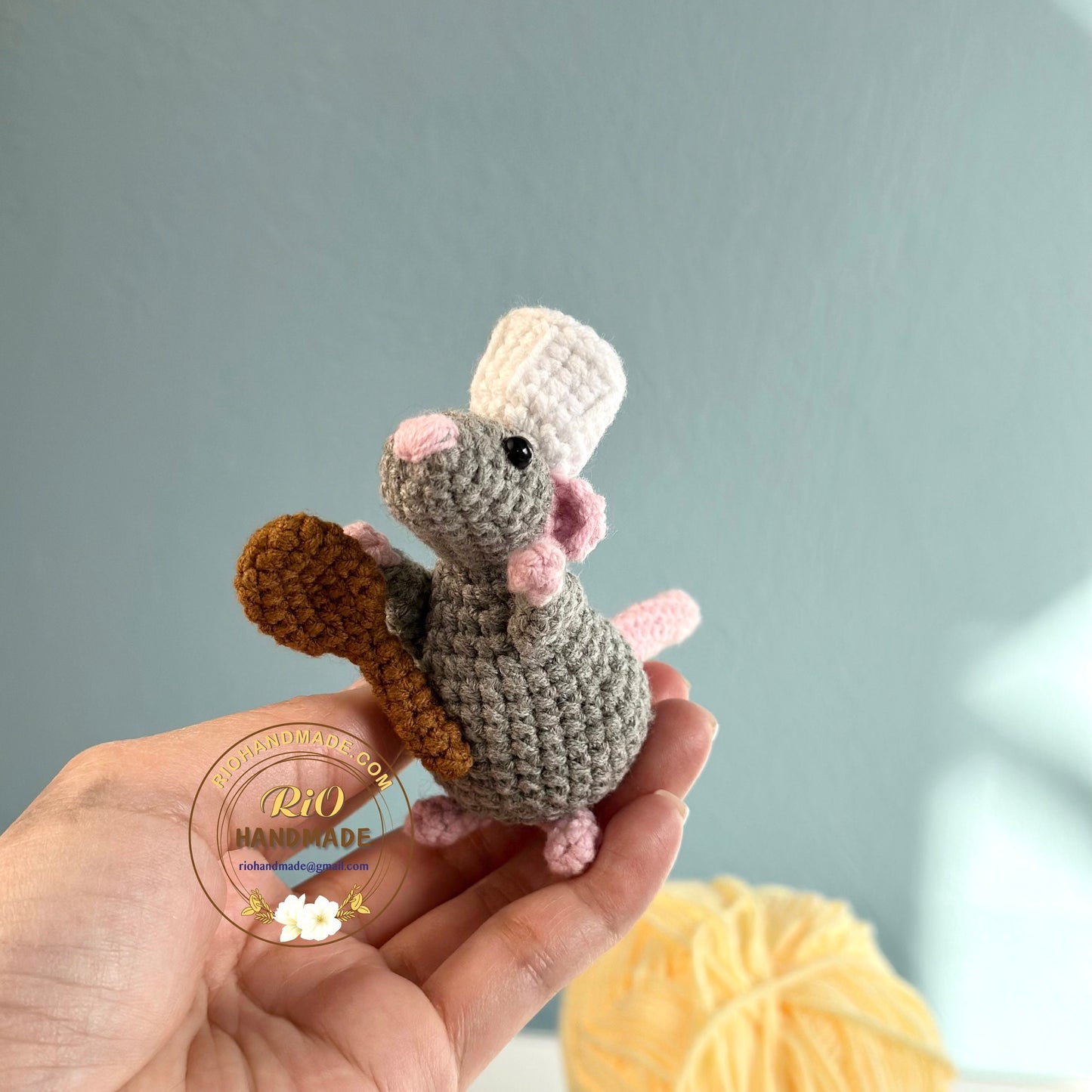 Handmade Rat, Crochet Chef Rat, Amigurumi Rat, Crochet Rat Keychain, Crochet Car Rear View Mirror Hanging, Cute Gift.
