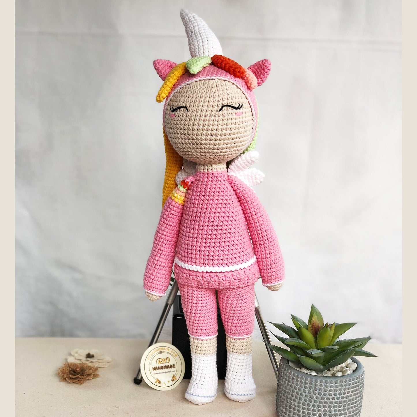 Handmade Unicorn Crochet Doll, amigurumi, cute, soft toy for baby, toddler, kid, adult hobby