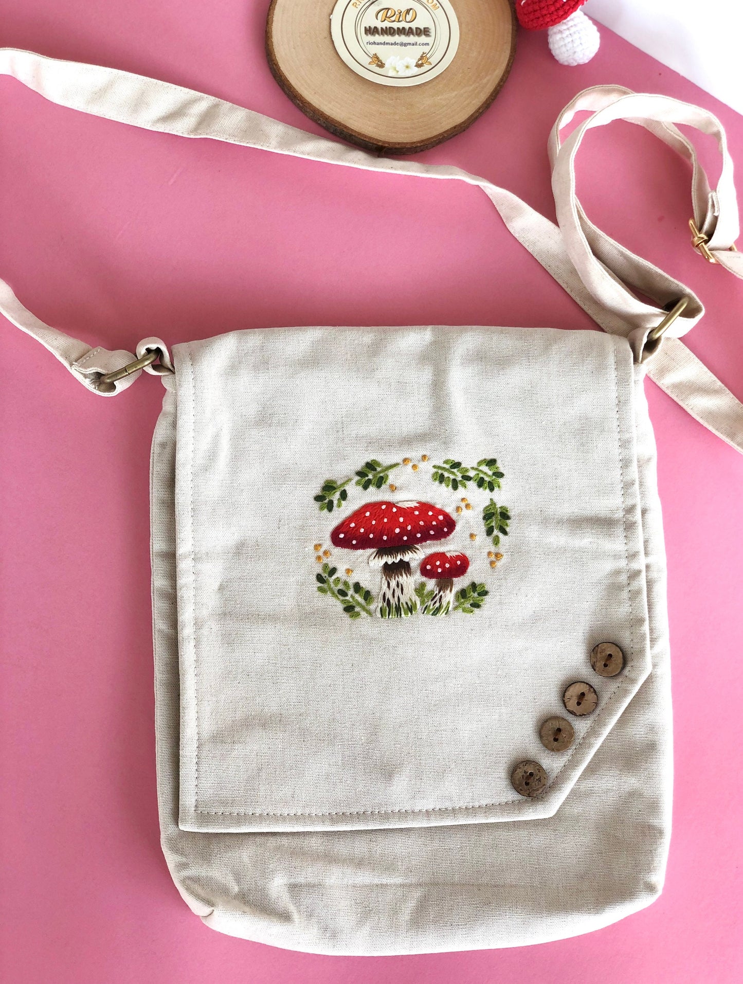 Hand Embroidered Linen Crossbody Bag, Linen Bag, Crossbody Bag