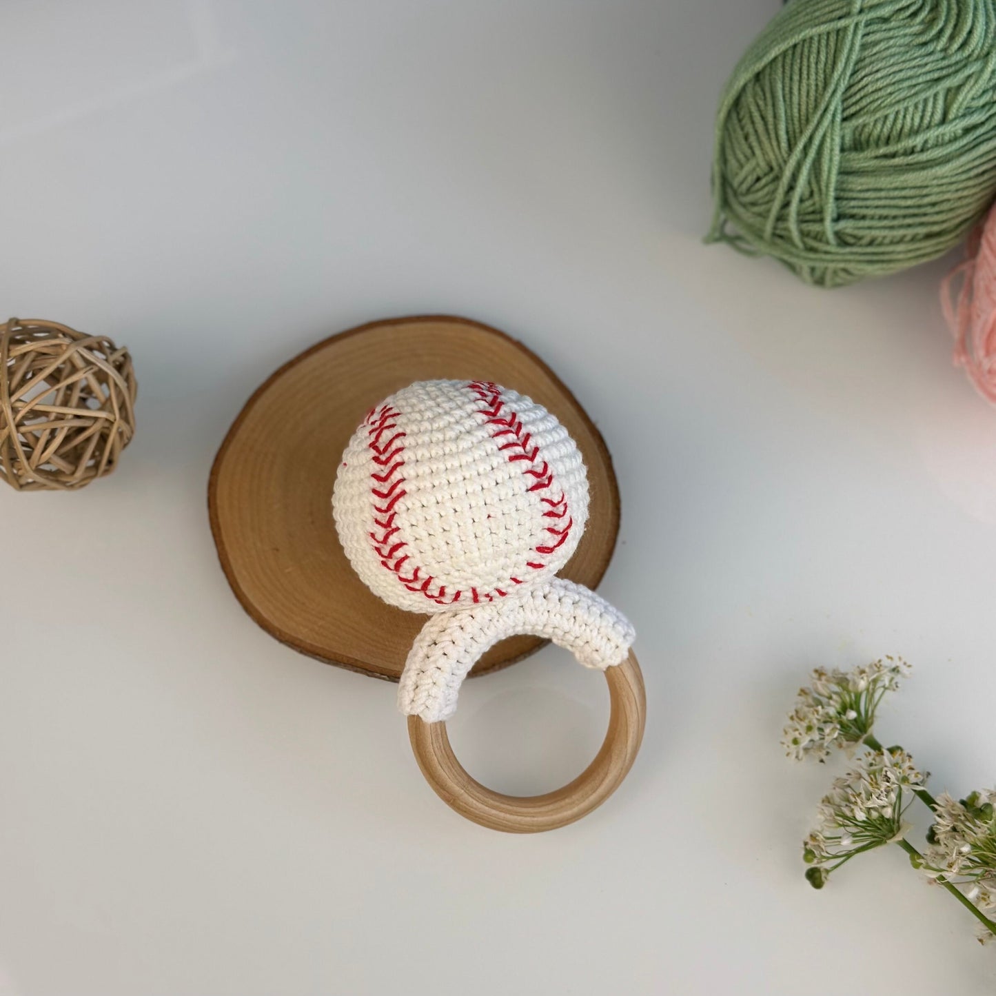Baby Gift, Baby Rattle Baseball, Gift For Baby, Crochet Baseball, Sport Toy, Sport Baby Shower