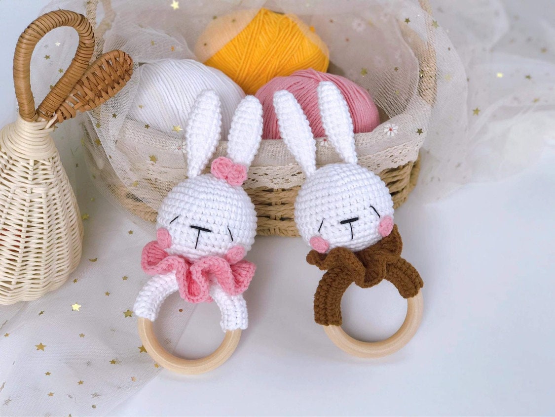 Baby Gift, Animal Newborn Baby Rattle, Baby Crochet Rattle Gift, Toy Rattle With Name