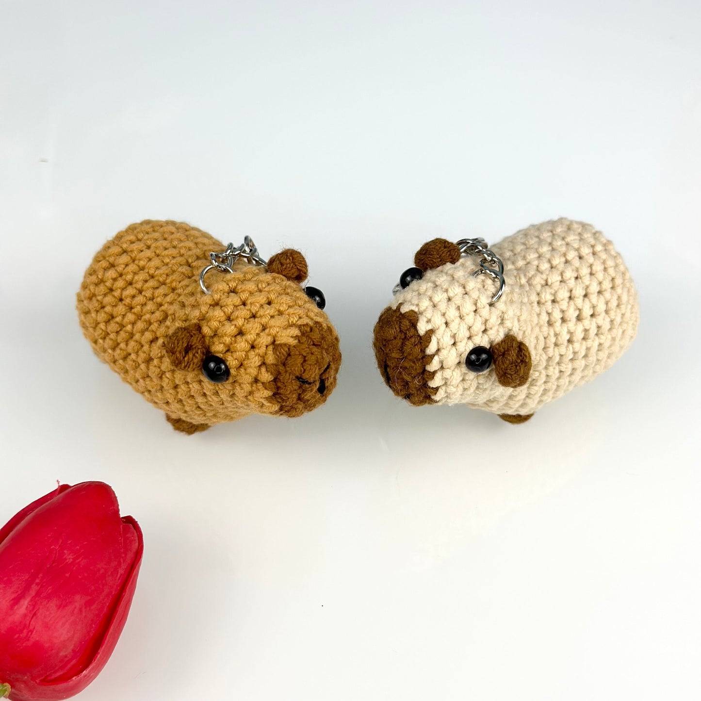 Capybara crochet keychain, mirror charm crochet, amigurumi Capybara with Santa hat, plushie toy, gift, car hanging, Tiktok Capybara song