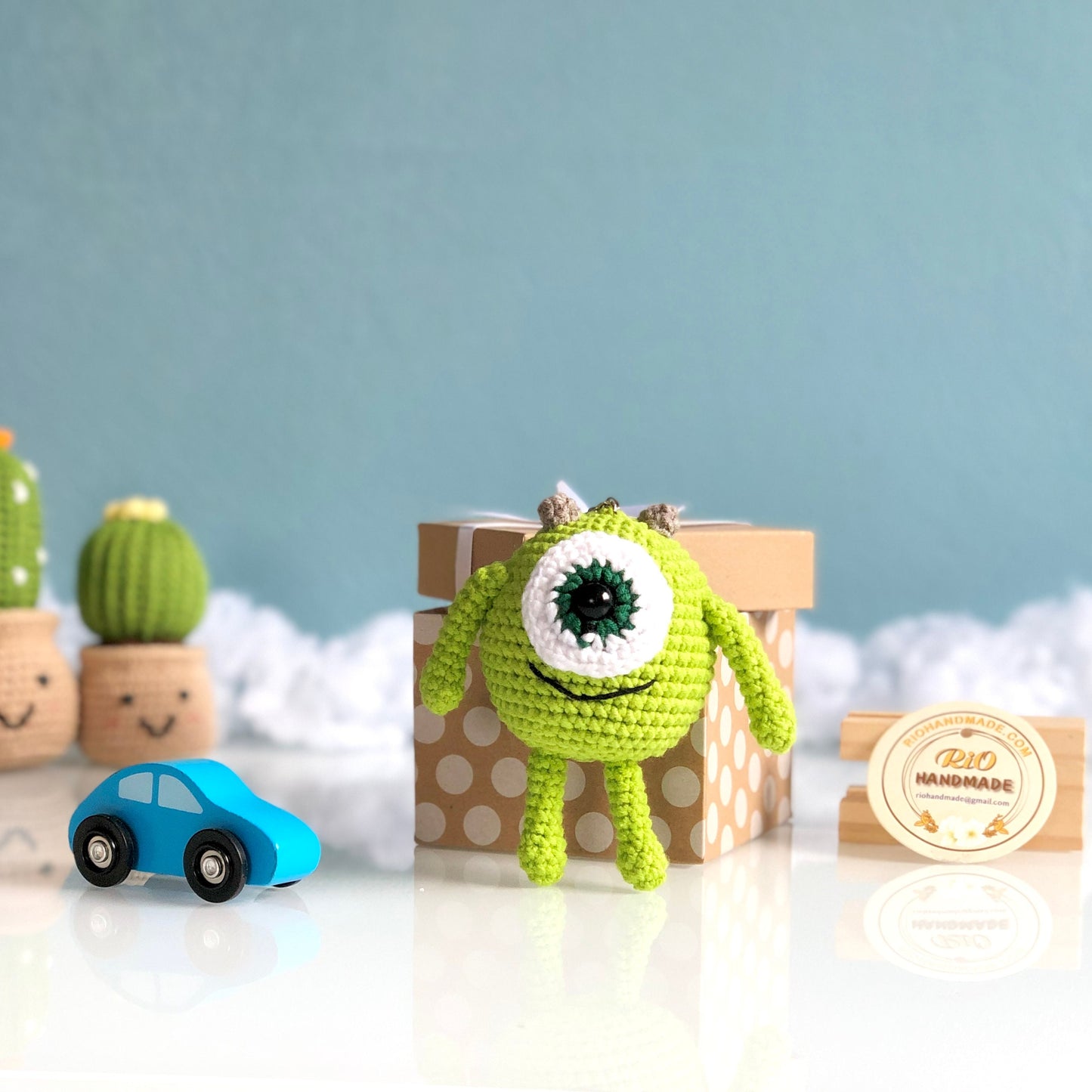 Handmade monster crochet keychain, amigurumi animal, plushie toy, cute gift