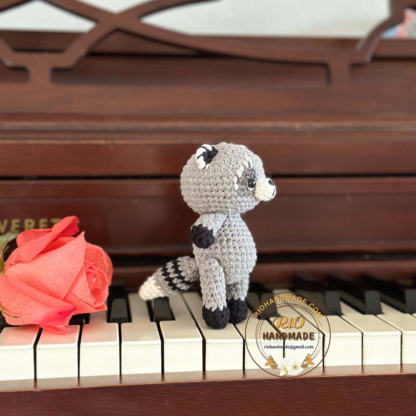 Handmade raccoon crochet, amigurumi raccoon, cute toy for kid, birthday gift, home decor, car hanging accessory, adult hobby